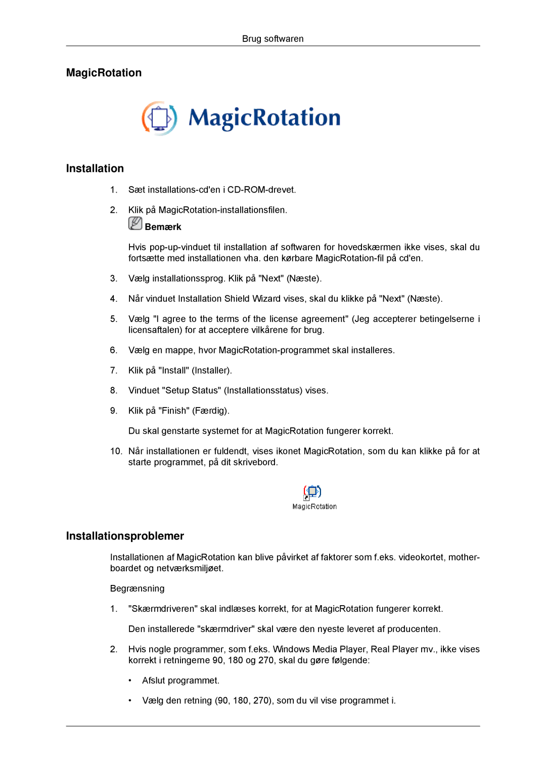 Samsung LS22MYDDSC/EDC, LS22MYKDSCA/EN manual MagicRotation Installation 