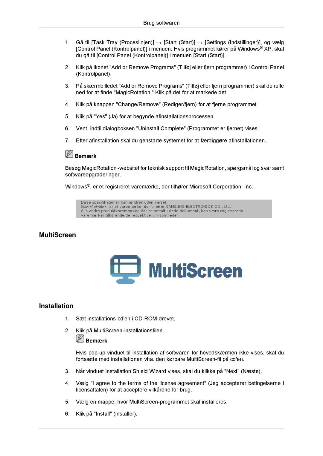 Samsung LS22MYDDSC/EDC, LS22MYKDSCA/EN manual MultiScreen Installation 