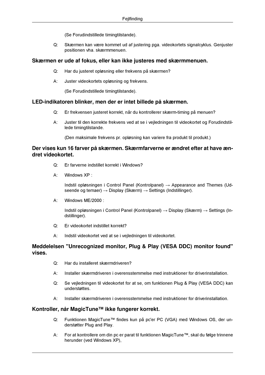 Samsung LS22MYKDSCA/EN, LS22MYDDSC/EDC manual LED-indikatoren blinker, men der er intet billede på skærmen 