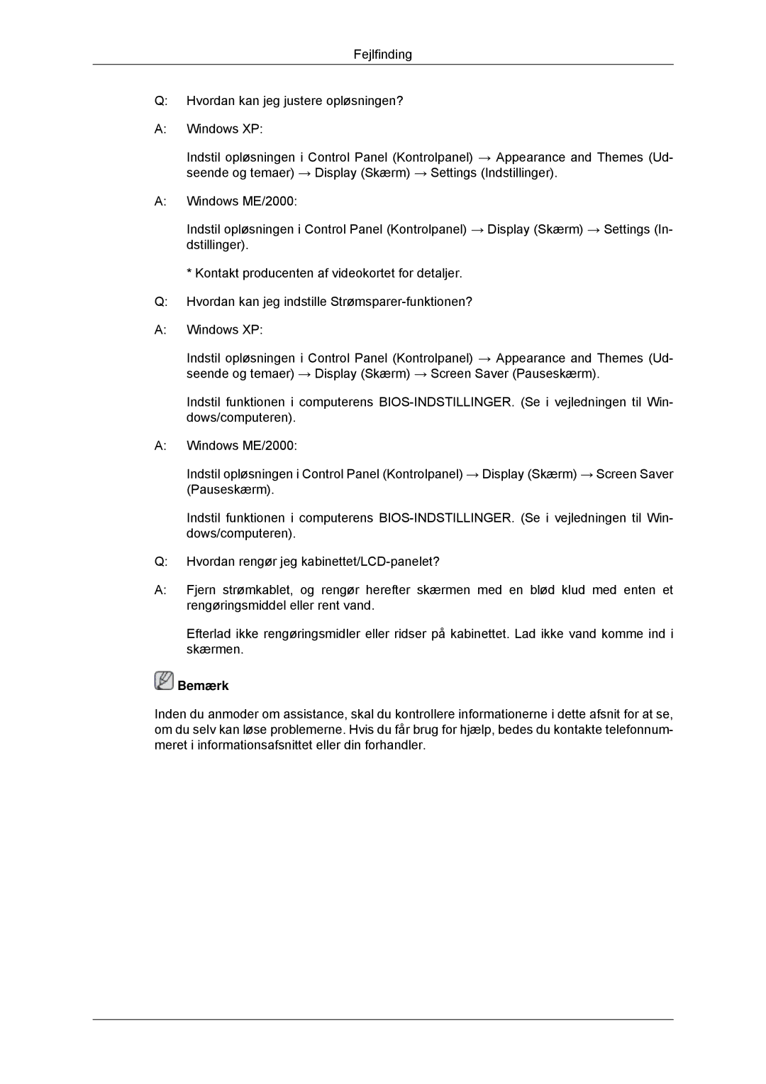 Samsung LS22MYKDSCA/EN, LS22MYDDSC/EDC manual Bemærk 