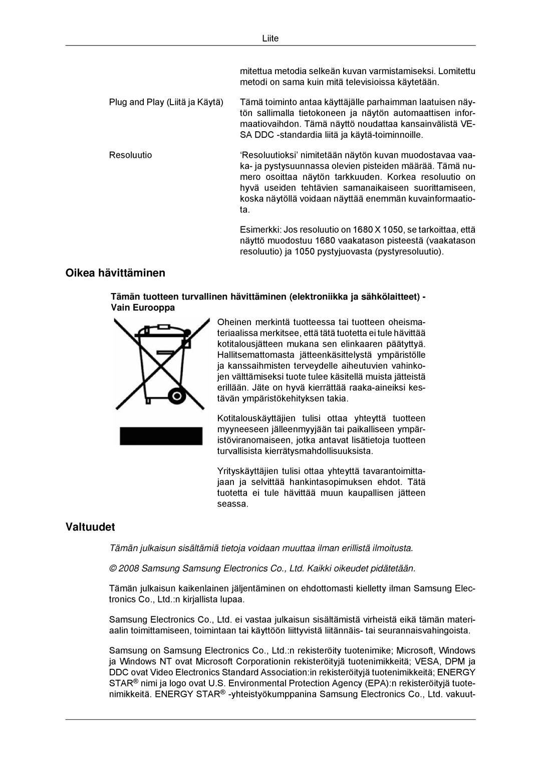 Samsung LS22MYDDSC/EDC, LS22MYKDSCA/EN manual Oikea hävittäminen, Valtuudet 