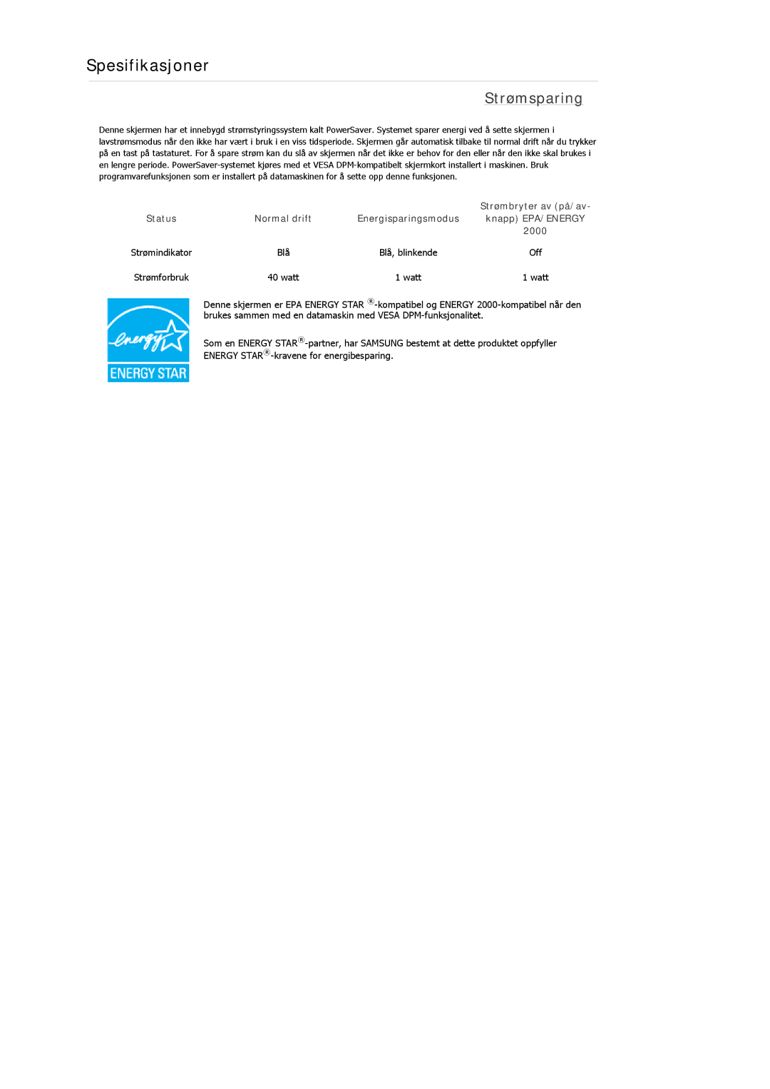 Samsung LS22MYDDSC/EDC, LS22MYKDSCA/EN manual Strømsparing 