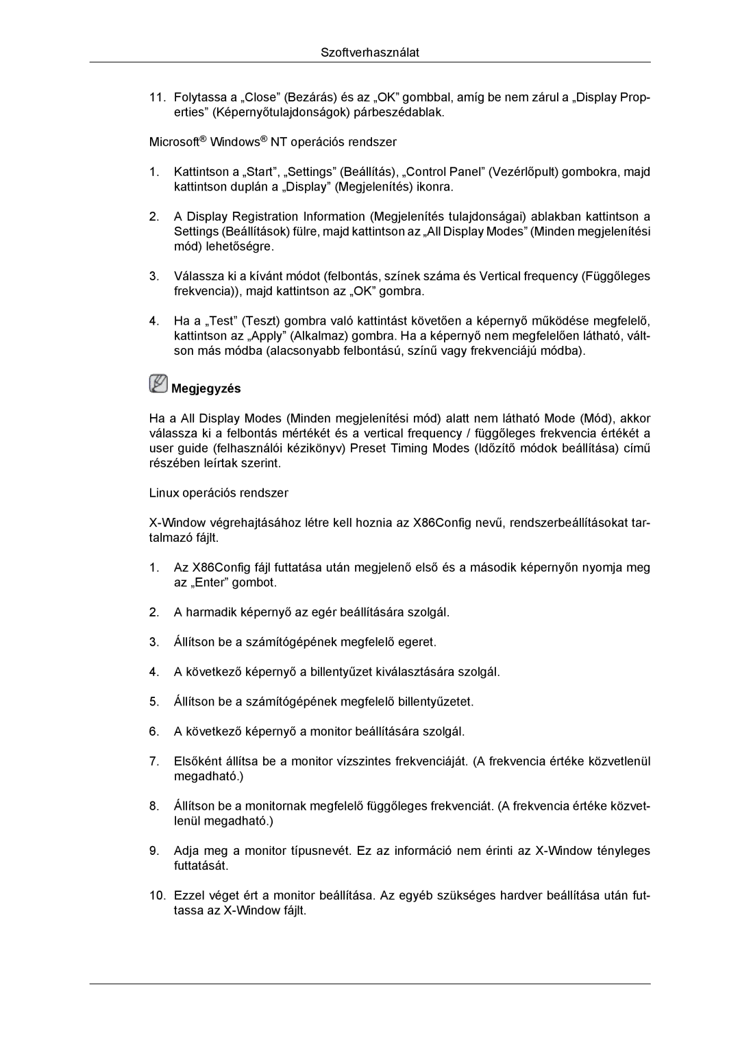 Samsung LS22MYDDSC/EDC, LS22MYKDSCA/EN manual Megjegyzés 