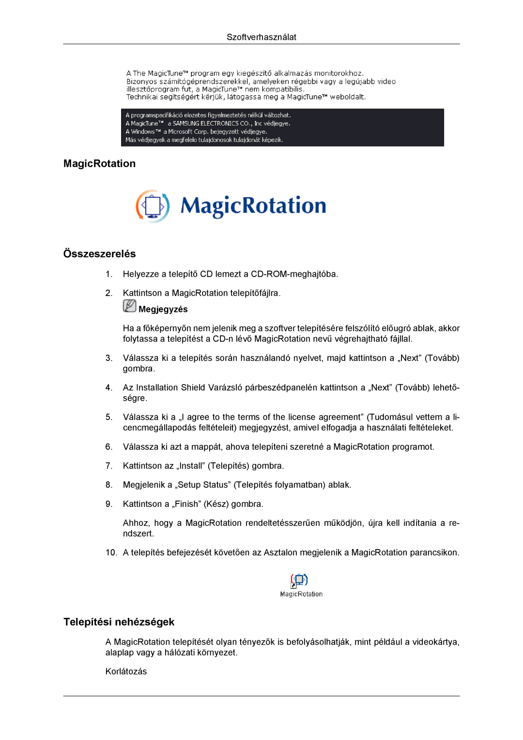 Samsung LS22MYDDSC/EDC, LS22MYKDSCA/EN manual MagicRotation Összeszerelés 