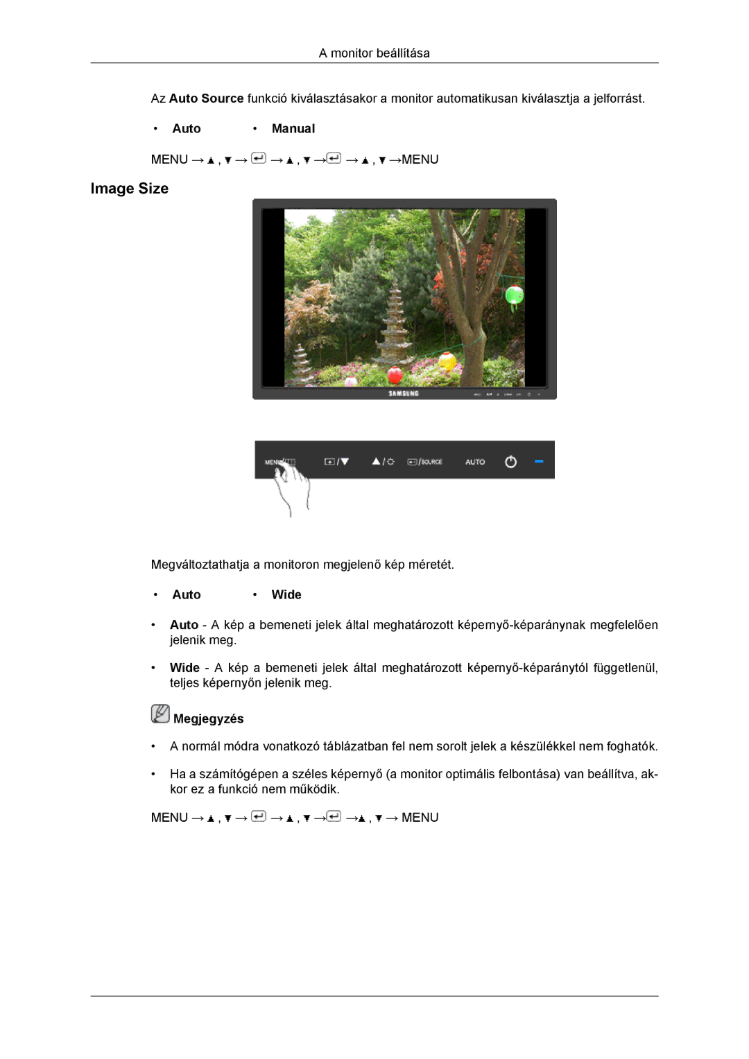 Samsung LS22MYKDSCA/EN, LS22MYDDSC/EDC manual Image Size, Auto Manual, Auto Wide 