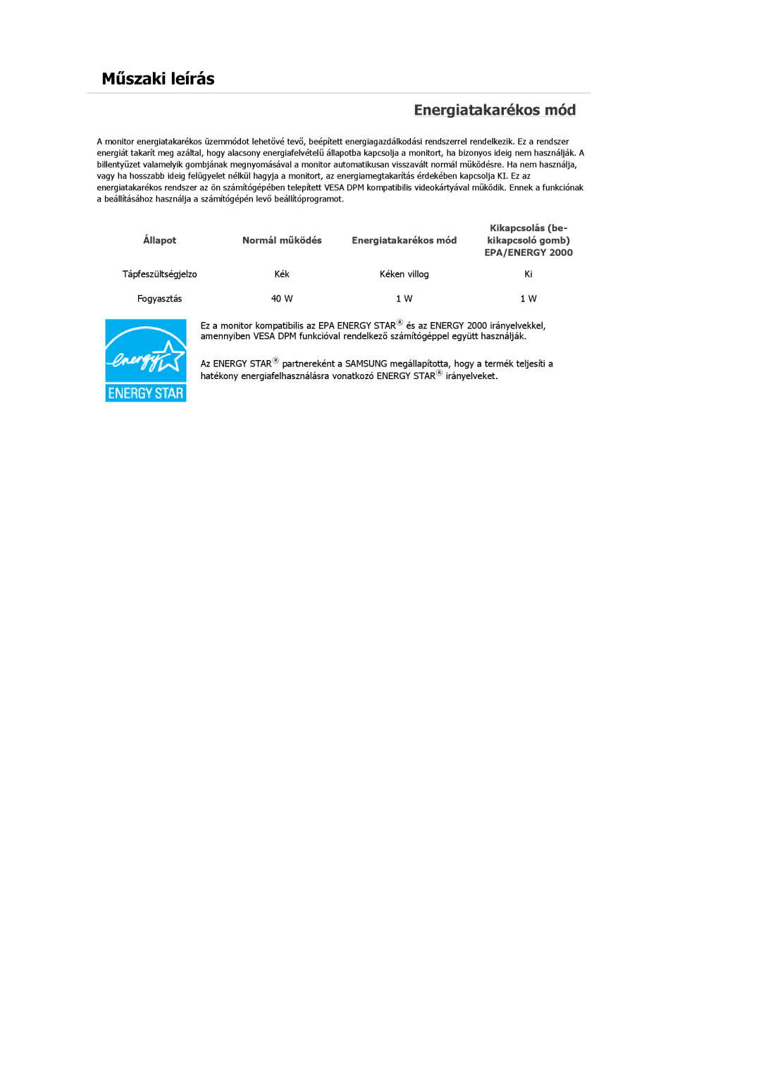 Samsung LS22MYKDSCA/EN, LS22MYDDSC/EDC manual Energiatakarékos mód 