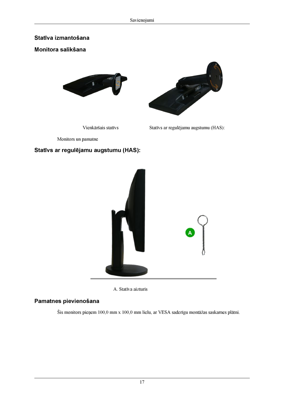 Samsung LS22MYKEBCA/EN, LS22MYKESQ/EDC, LS22MYKEBQ/EDC, LS20MYKESQ/EDC, LS20MYKEBQ/EDC Statīva izmantošana Monitora salikšana 