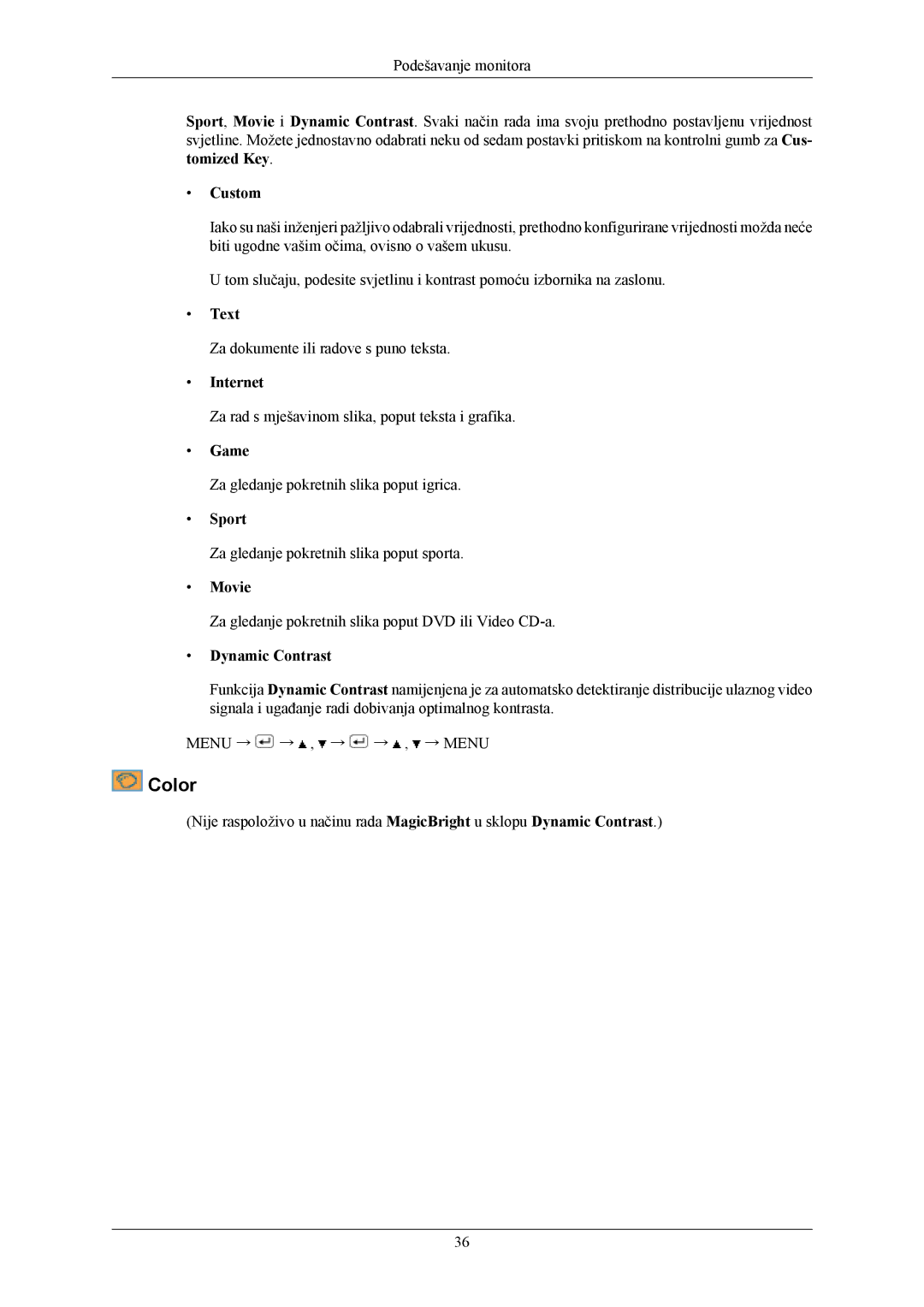 Samsung LS22MYKESQ/EDC, LS22MYKEBQ/EDC, LS22MYKEBCA/EN, LS20MYKEBQ/EDC manual Color 