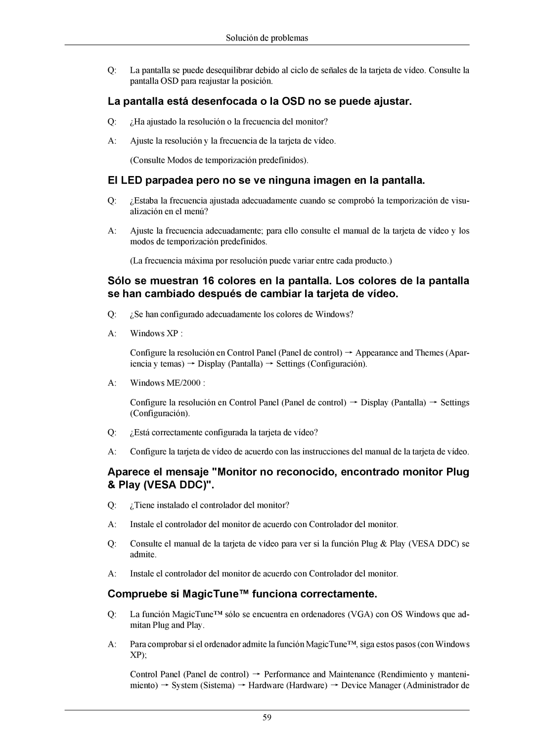 Samsung LS22MYKESQ/EDC, LS22MYKESCA/EN, LS22MYKEBQ/EDC manual La pantalla está desenfocada o la OSD no se puede ajustar 