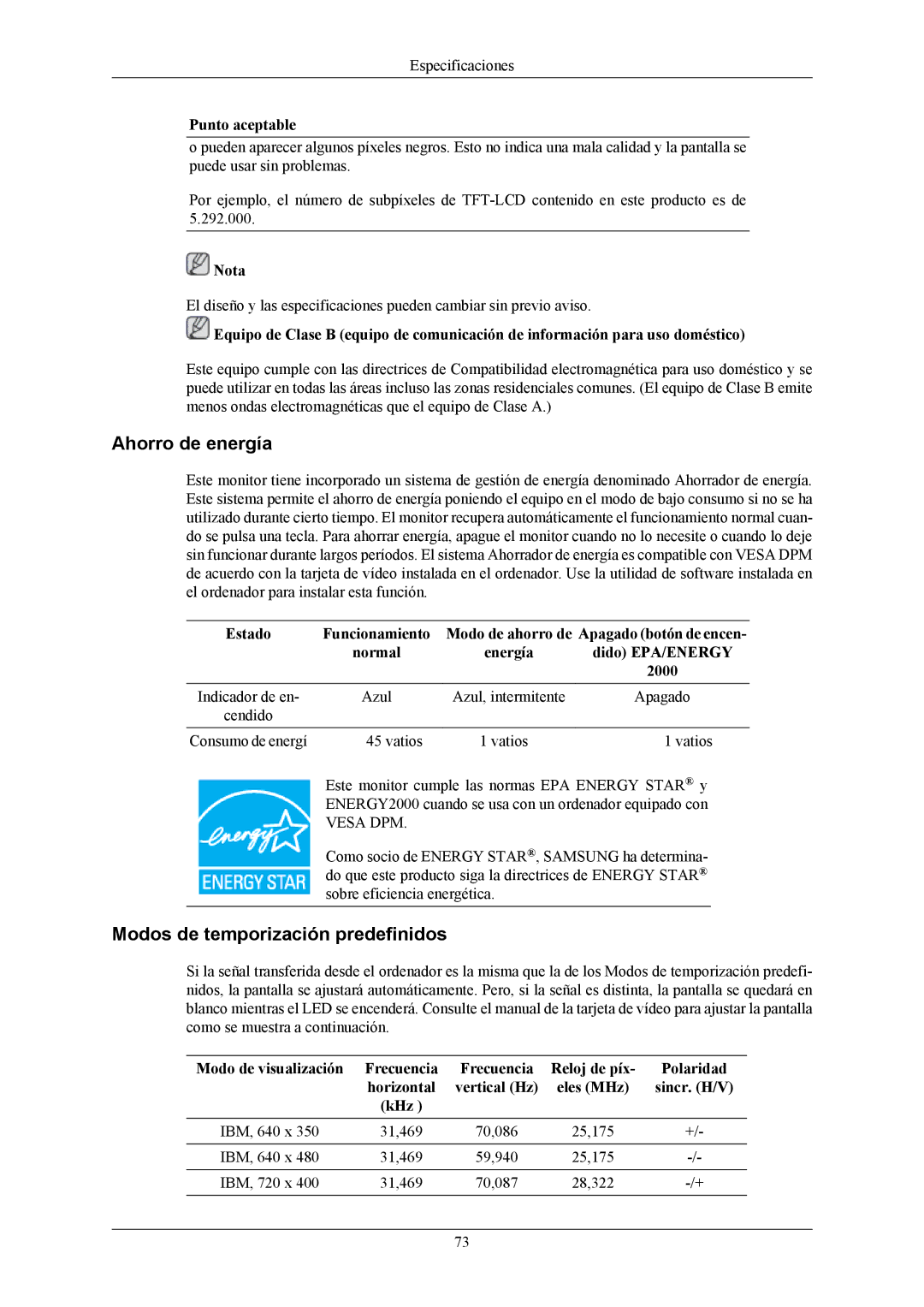 Samsung LS22MYKEBQ/EDC, LS22MYKESQ/EDC, LS22MYKESCA/EN, LS20MYKESQ/EDC, LS22MYKEBCA/EN, LS20MYKEBQ/EDC manual Ahorro de energía 