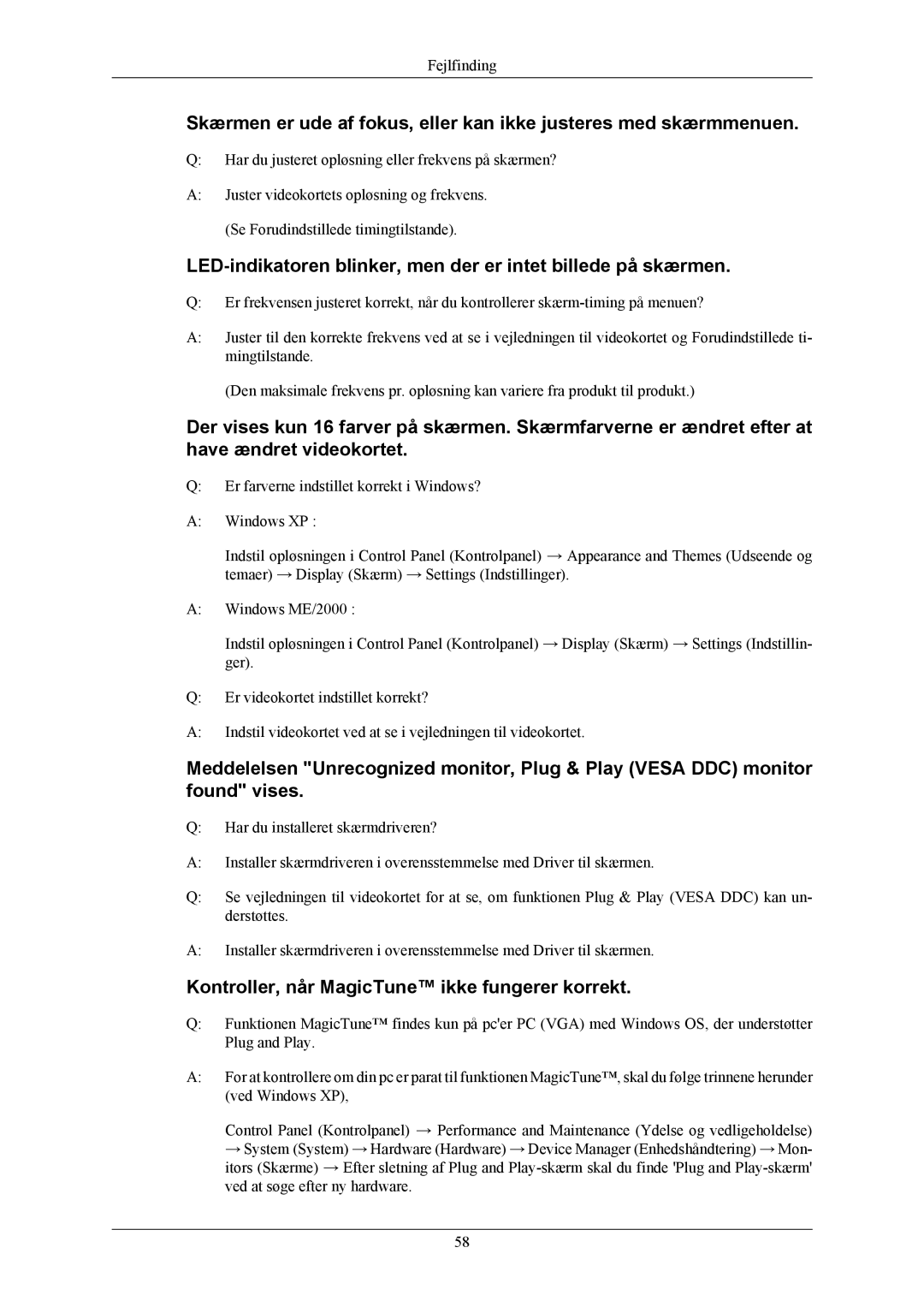 Samsung LS22MYKEBCA/EN, LS22MYKESQ/EDC, LS22MYKESCA/EN manual LED-indikatoren blinker, men der er intet billede på skærmen 