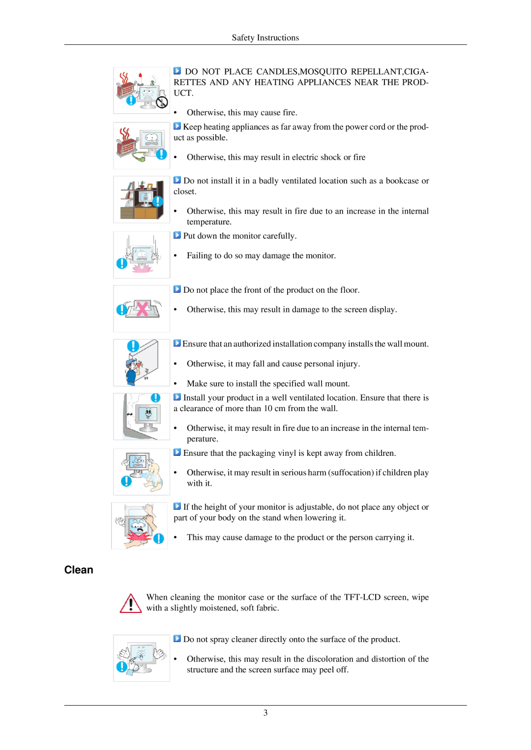 Samsung LS22MYLKF/CLT, LS22MYLKF/EDC, LS22MYLKFZ/EDC manual Clean 