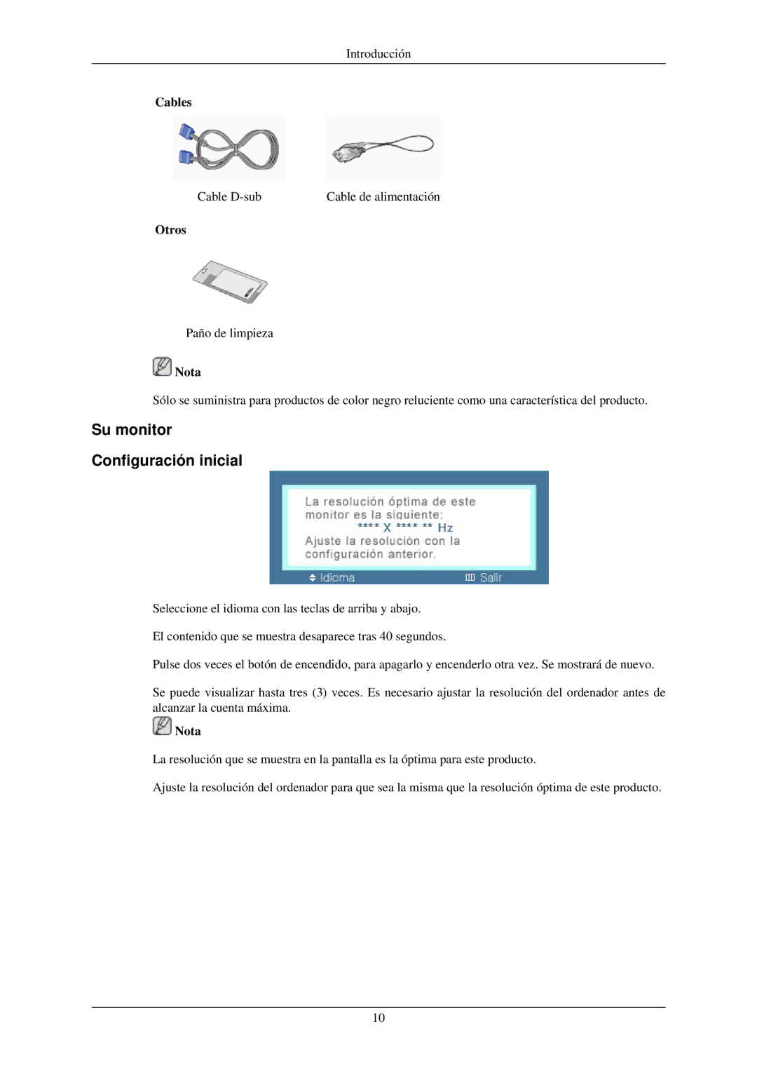 Samsung LS22MYLKFZ/EDC, LS22MYLKF/EDC manual Su monitor Configuración inicial, Cables, Otros 