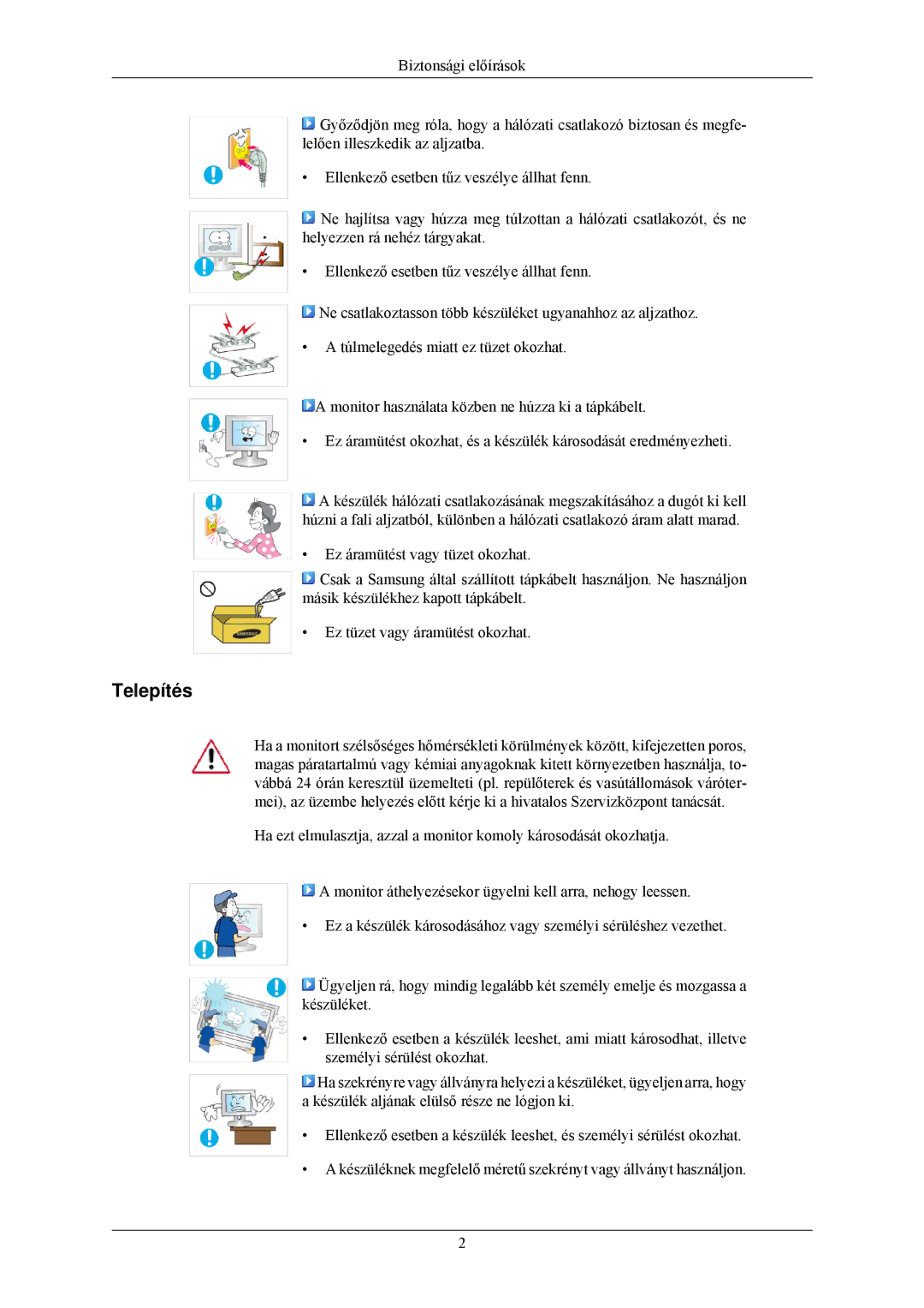 Samsung LS22MYLKFZ/EDC, LS22MYLKF/EDC manual Telepítés 