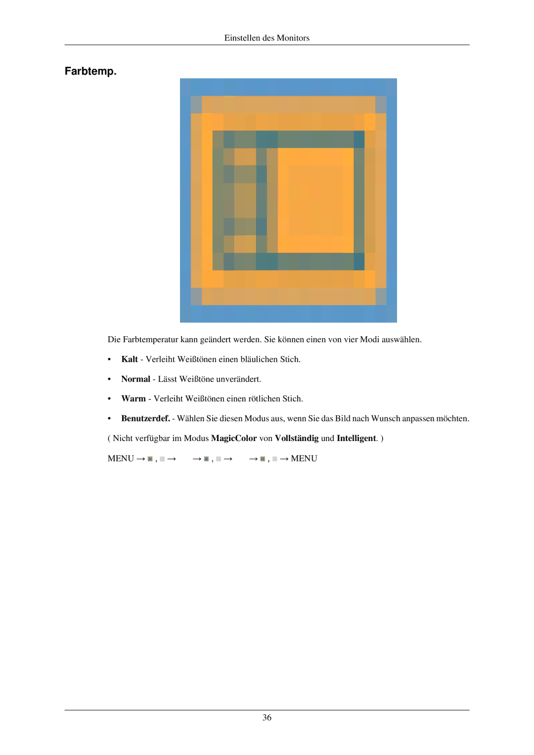 Samsung LS22MYLKF/EDC manual Farbtemp 