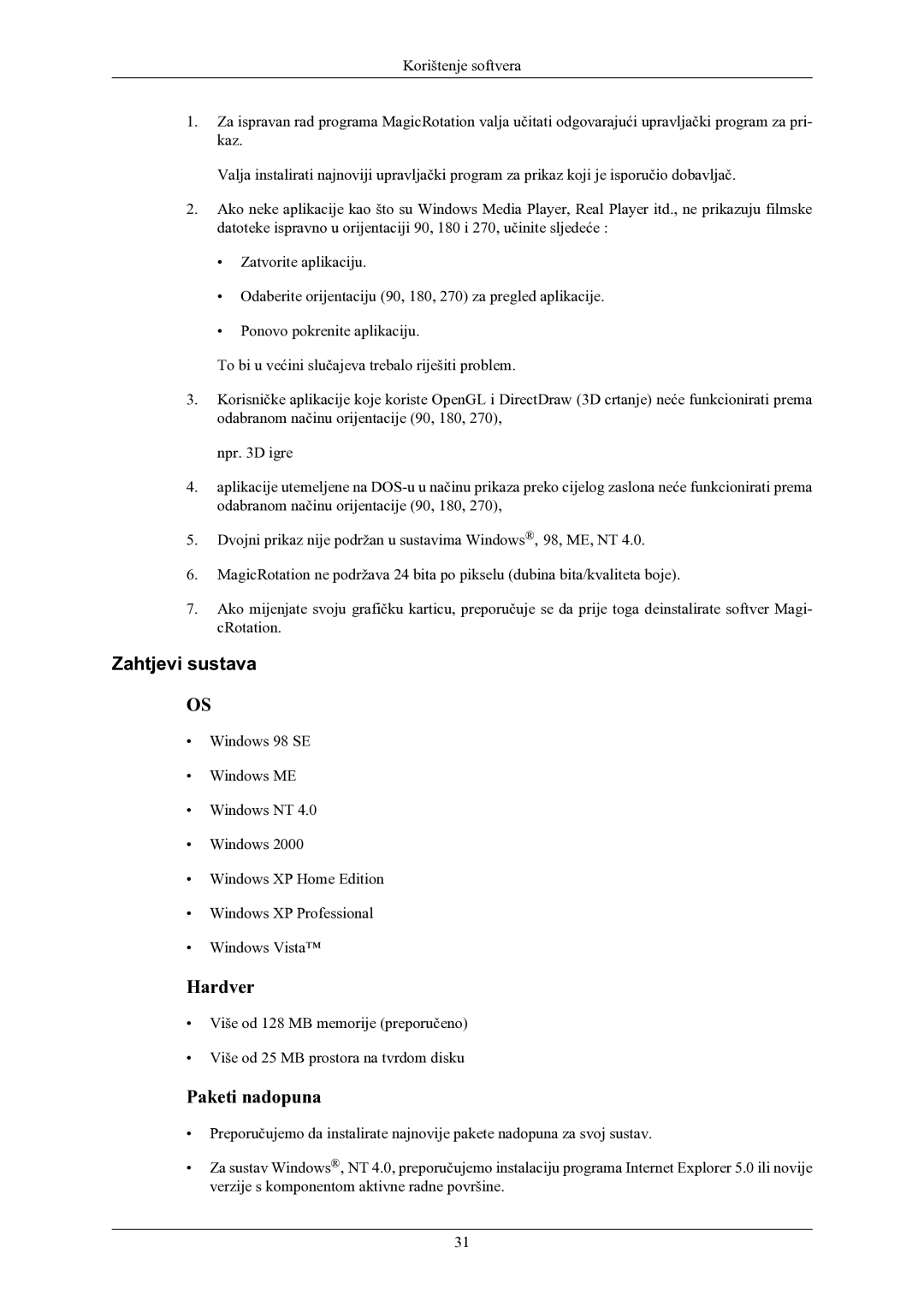 Samsung LS22MYMEBQ/EDC manual Paketi nadopuna 