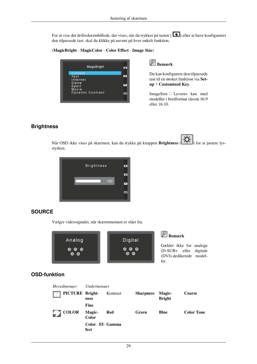 Samsung LS22MYKEBQ/EDC, LS22MYMESCA/EN, LS22MYDEBCA/EN, LS24MYKDSC/EDC, LS22MYDESC/EDC, LS19CMYKF/EN Brightness, OSD-funktion 