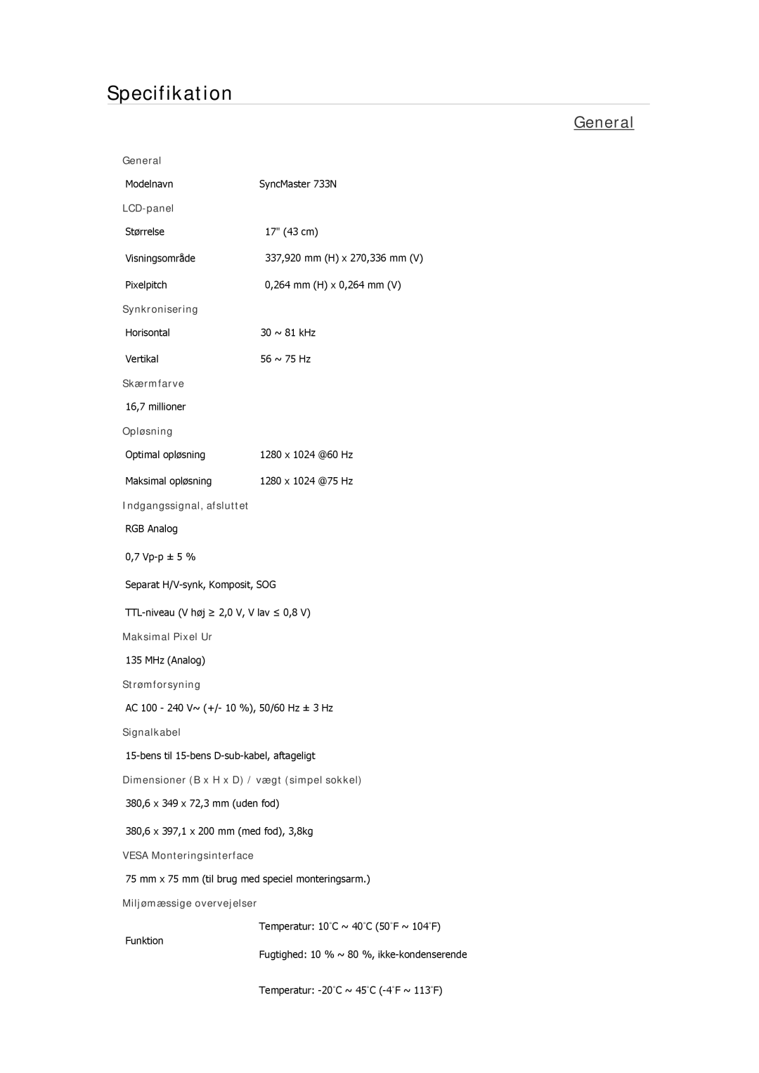 Samsung LS17MYBEBQ/EDC, LS22MYMESCA/EN, LS22MYDEBCA/EN, LS24MYKDSC/EDC, LS22MYDESC/EDC, LS22MYKDSCA/EN manual Specifikation 