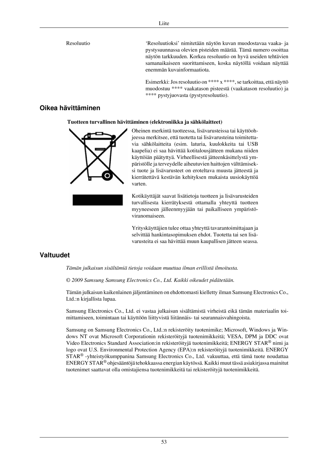 Samsung LS23MYYKBB/EDC, LS22MYMESCA/EN, LS22MYDEBCA/EN, LS24MYKDSC/EDC, LS22MYDESC/EDC manual Oikea hävittäminen, Valtuudet 