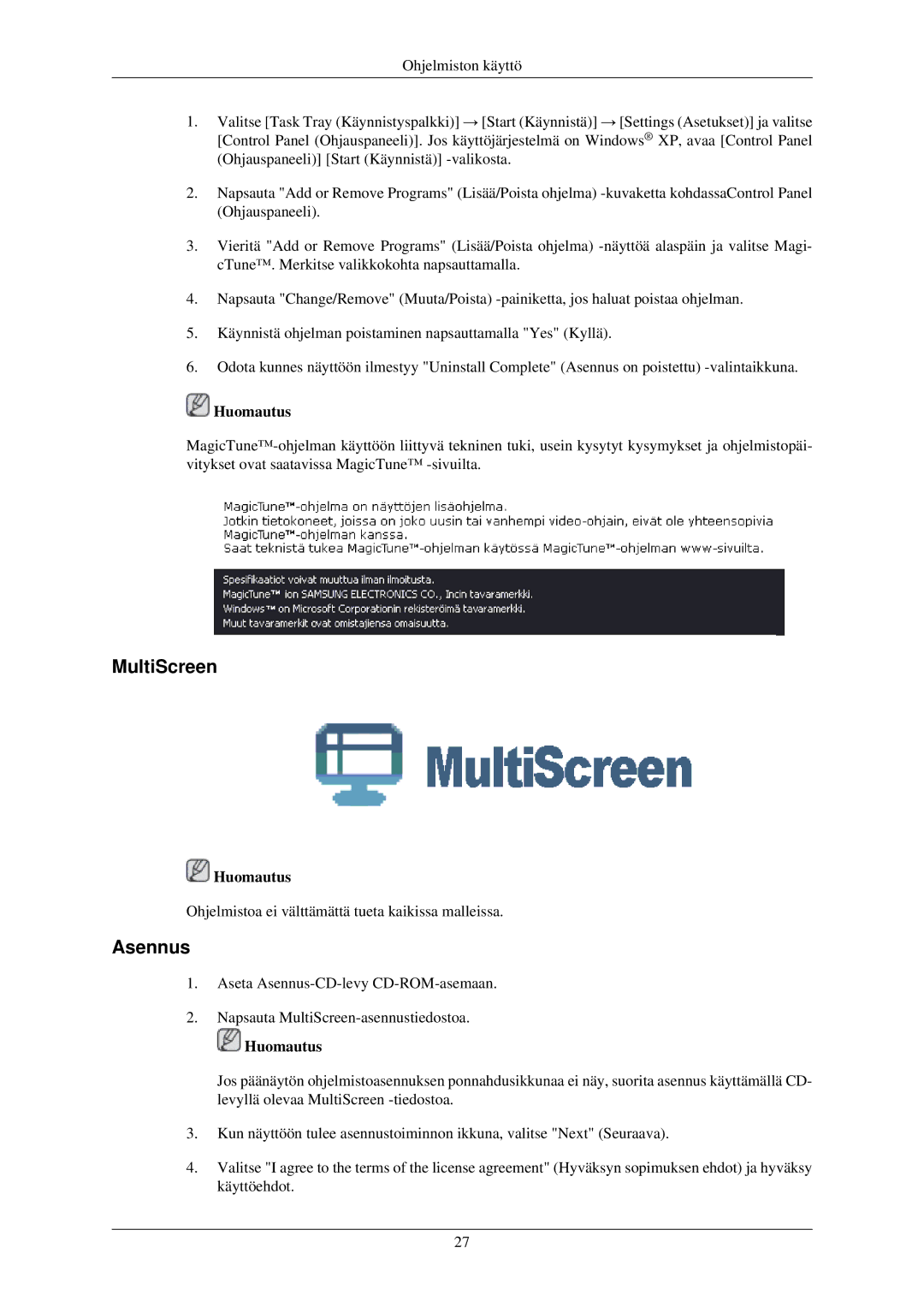 Samsung LS24CMKKFV/EN, LS22MYMESCA/EN, LS22MYDEBCA/EN, LS24MYKDSC/EDC, LS22MYDESC/EDC, LS22MYKDSCA/EN, LS19CMYKF/EN MultiScreen 