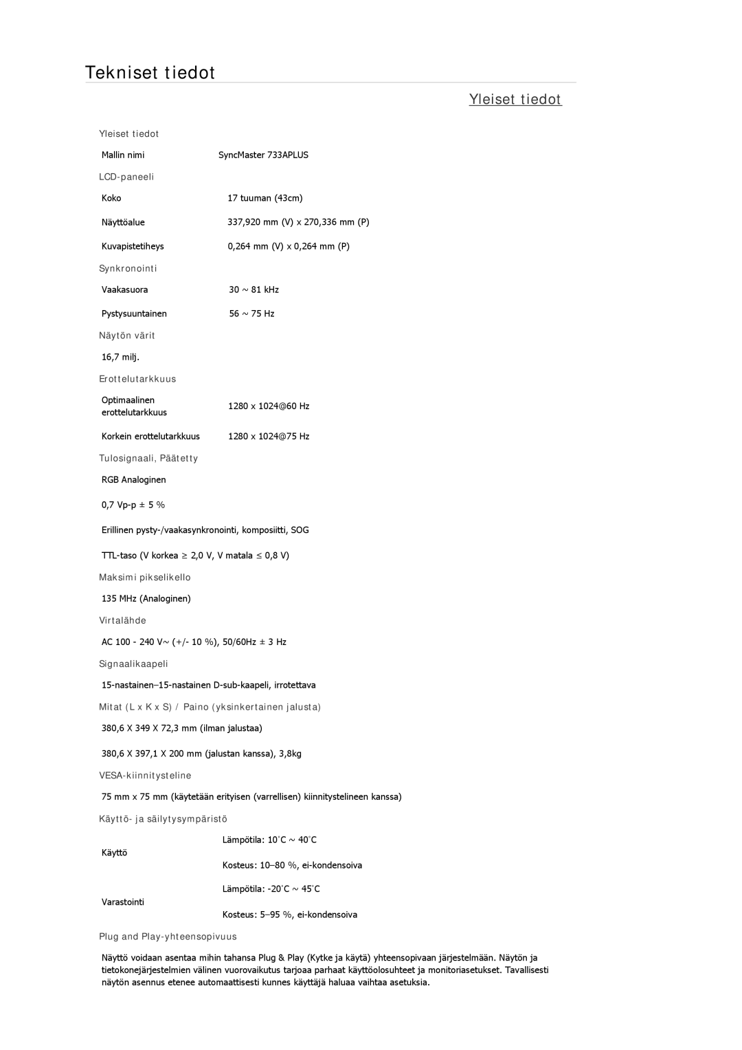 Samsung LS23MYZABCA/EN, LS22MYMESCA/EN, LS22MYDEBCA/EN, LS24MYKDSC/EDC, LS22MYDESC/EDC, LS22MYKDSCA/EN manual Yleiset tiedot 