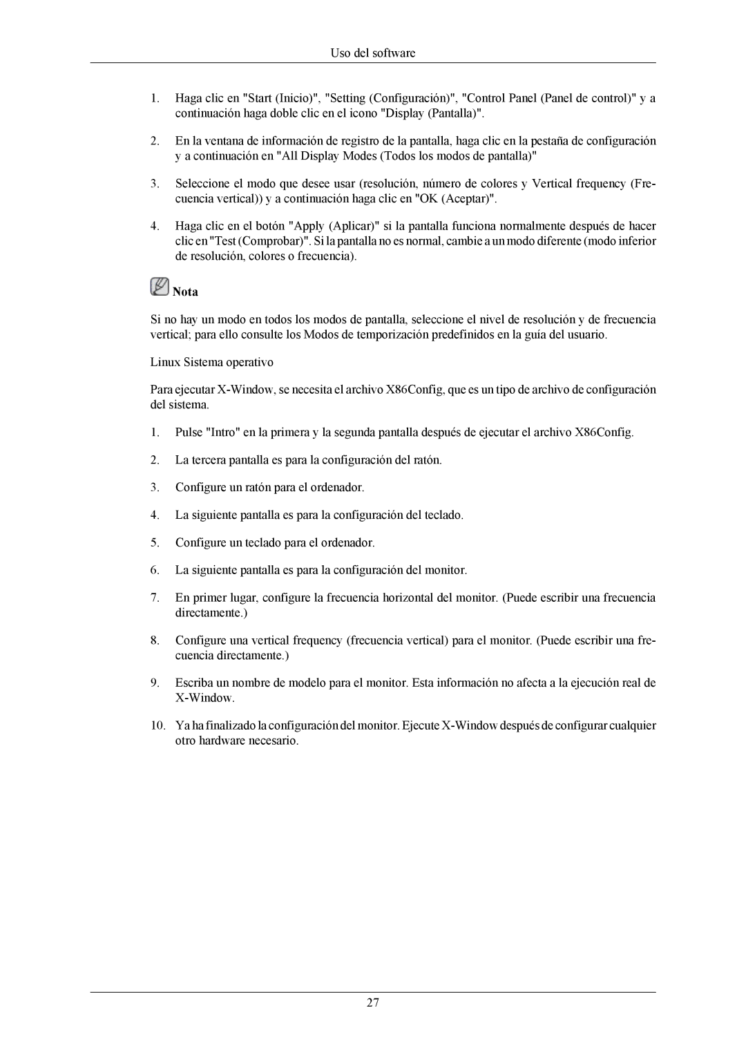 Samsung LS20MYMESQ/EDC, LS22MYMESCA/EN, LS22MYMESQ/EDC, LS20MYMEBQ/EDC, LS22MYMEBCA/EN, LS22MYMEBQ/EDC manual Nota 