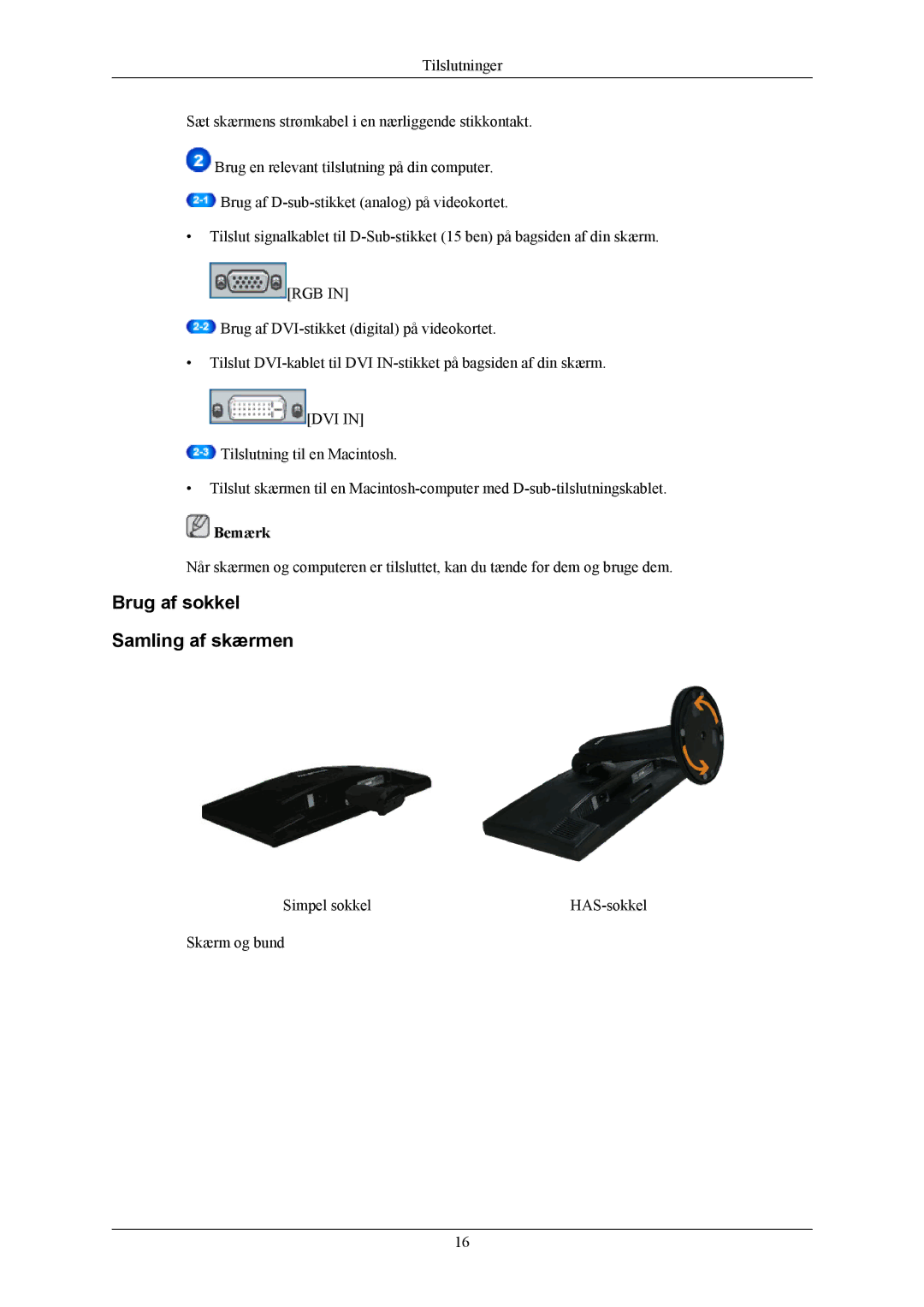 Samsung LS20MYMESQ/EDC, LS22MYMESCA/EN, LS22MYMESQ/EDC, LS20MYMEBQ/EDC, LS22MYMEBCA/EN, LS22MYMEBQ/EDC manual Bemærk 