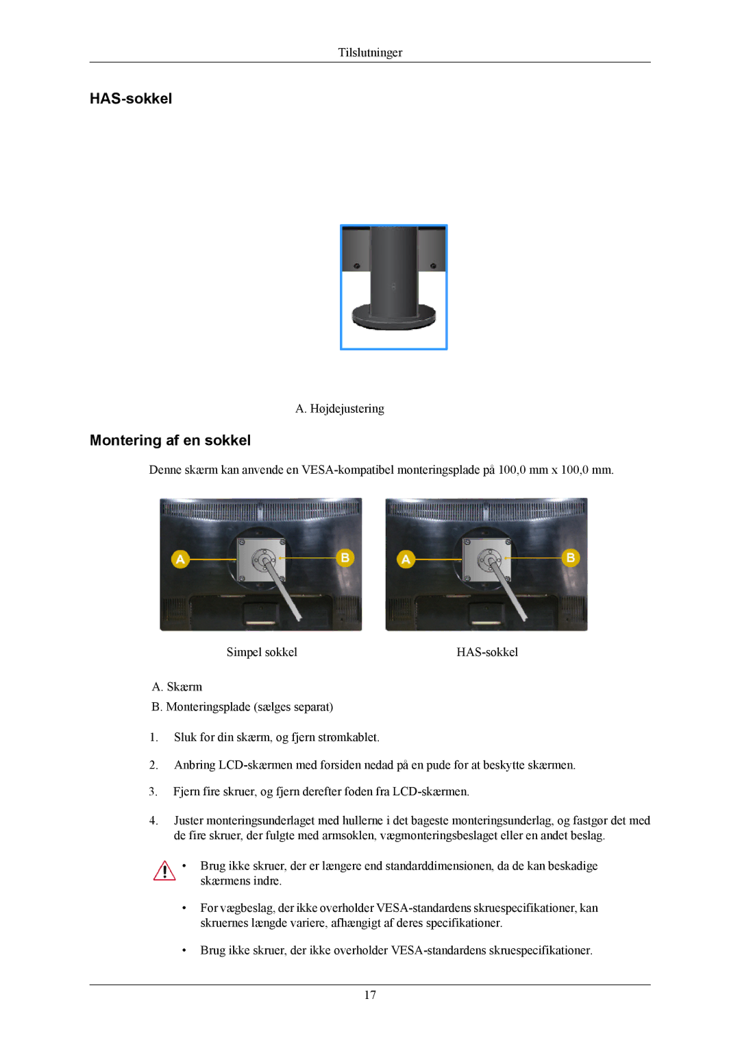 Samsung LS22MYMEBQ/EDC, LS22MYMESCA/EN, LS22MYMESQ/EDC, LS20MYMEBQ/EDC, LS22MYMEBCA/EN, LS20MYMESQ/EDC manual HAS-sokkel 