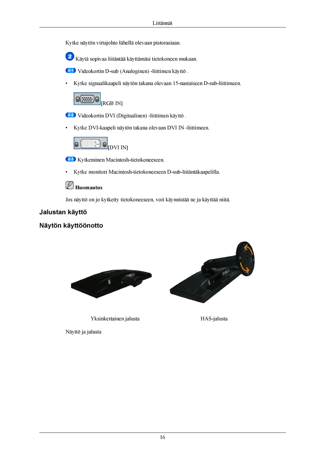 Samsung LS20MYMESQ/EDC, LS22MYMESCA/EN, LS22MYMESQ/EDC, LS20MYMEBQ/EDC, LS22MYMEBCA/EN, LS22MYMEBQ/EDC manual Huomautus 