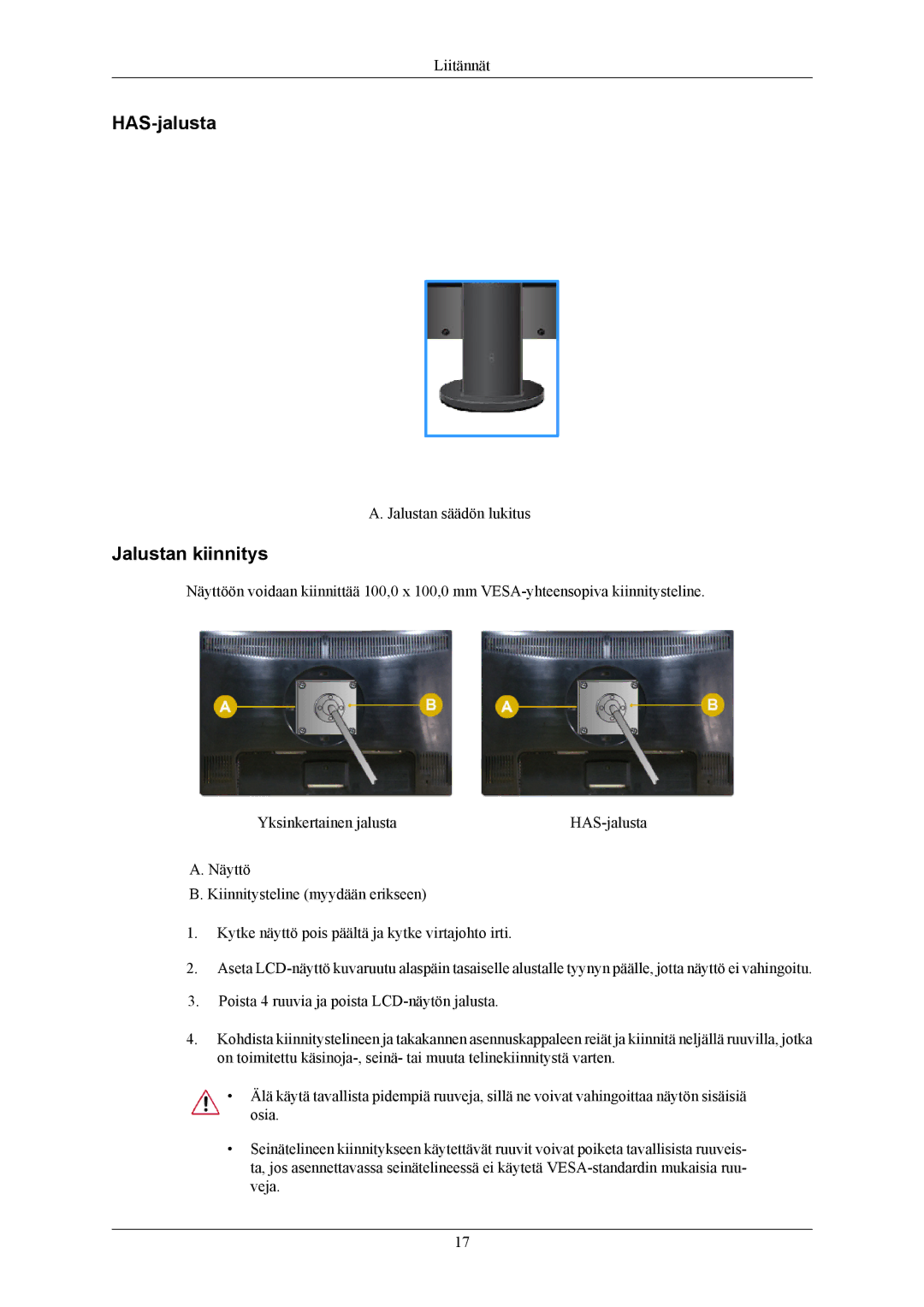 Samsung LS22MYMEBQ/EDC, LS22MYMESCA/EN, LS22MYMESQ/EDC, LS20MYMEBQ/EDC, LS22MYMEBCA/EN, LS20MYMESQ/EDC manual HAS-jalusta 