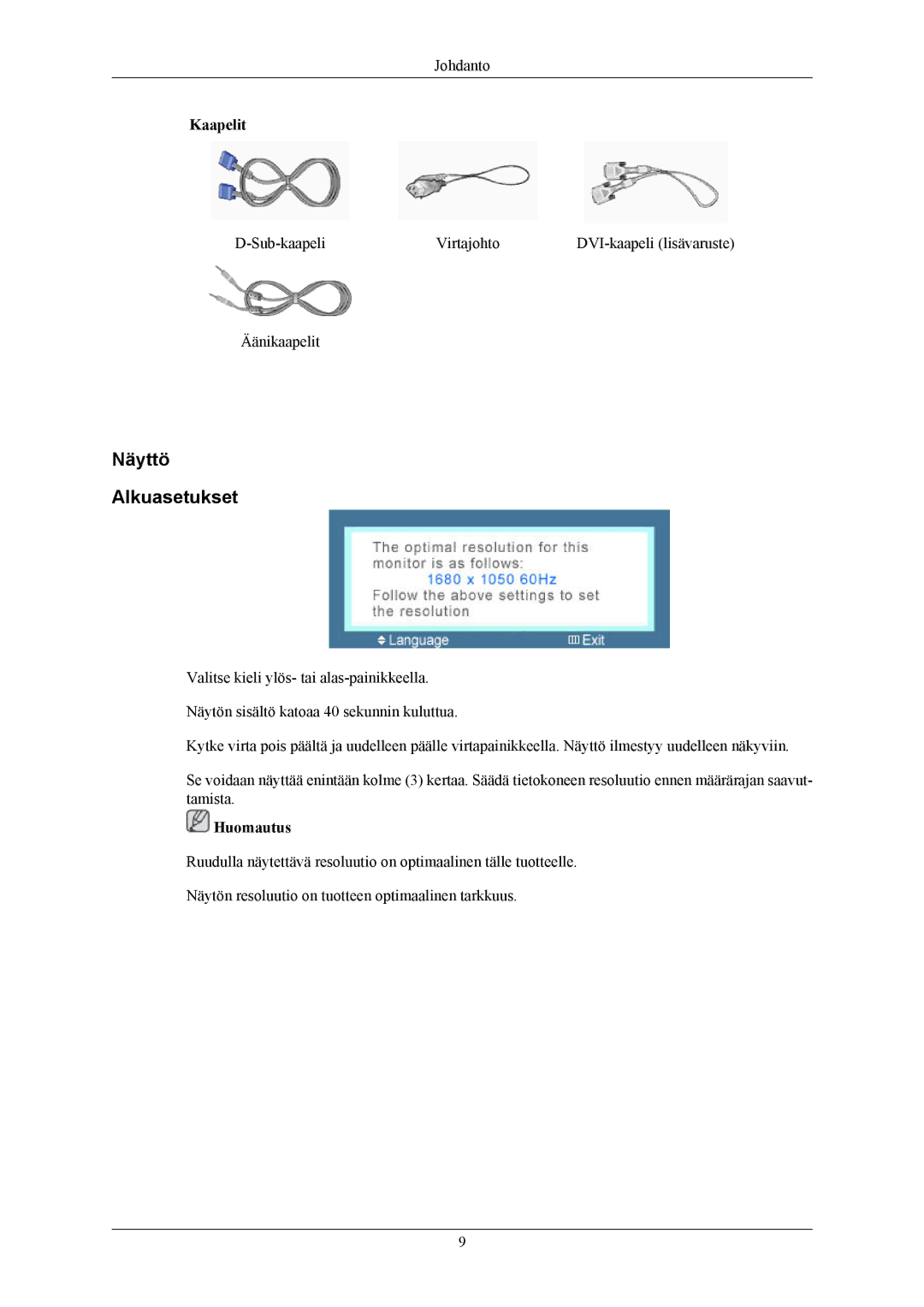 Samsung LS22MYMEBCA/EN, LS22MYMESCA/EN, LS22MYMESQ/EDC, LS20MYMEBQ/EDC, LS20MYMESQ/EDC, LS22MYMEBQ/EDC Näyttö Alkuasetukset 