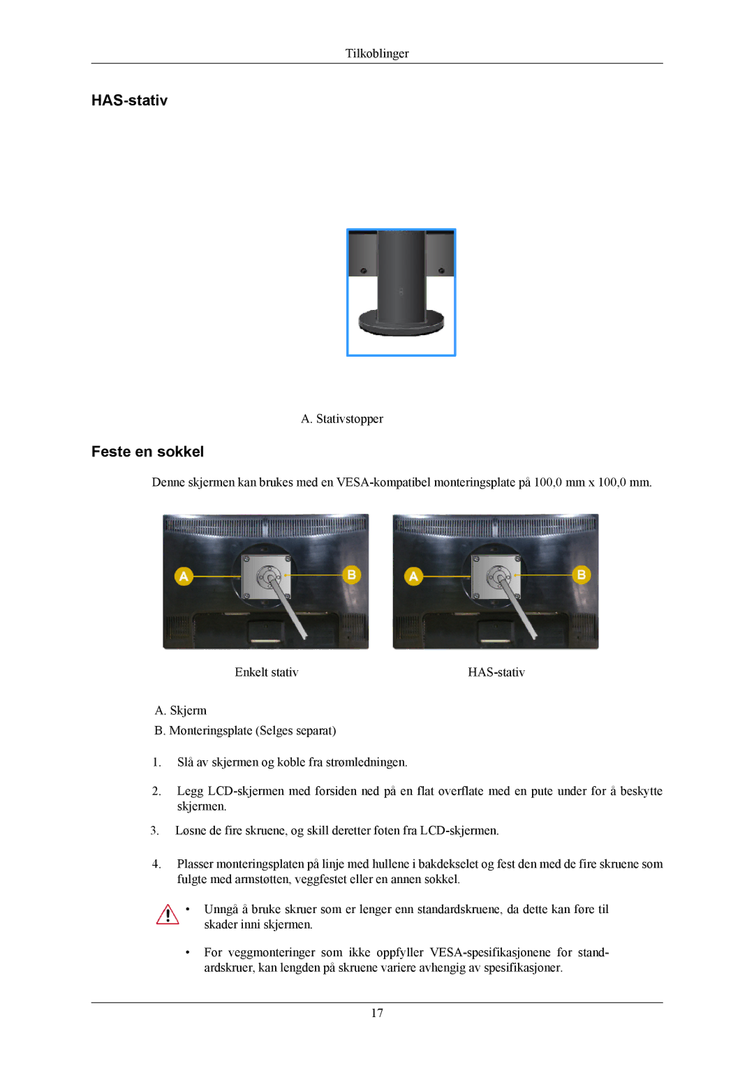 Samsung LS22MYMEBQ/EDC, LS22MYMESCA/EN, LS22MYMESQ/EDC, LS20MYMEBQ/EDC, LS22MYMEBCA/EN, LS20MYMESQ/EDC manual HAS-stativ 