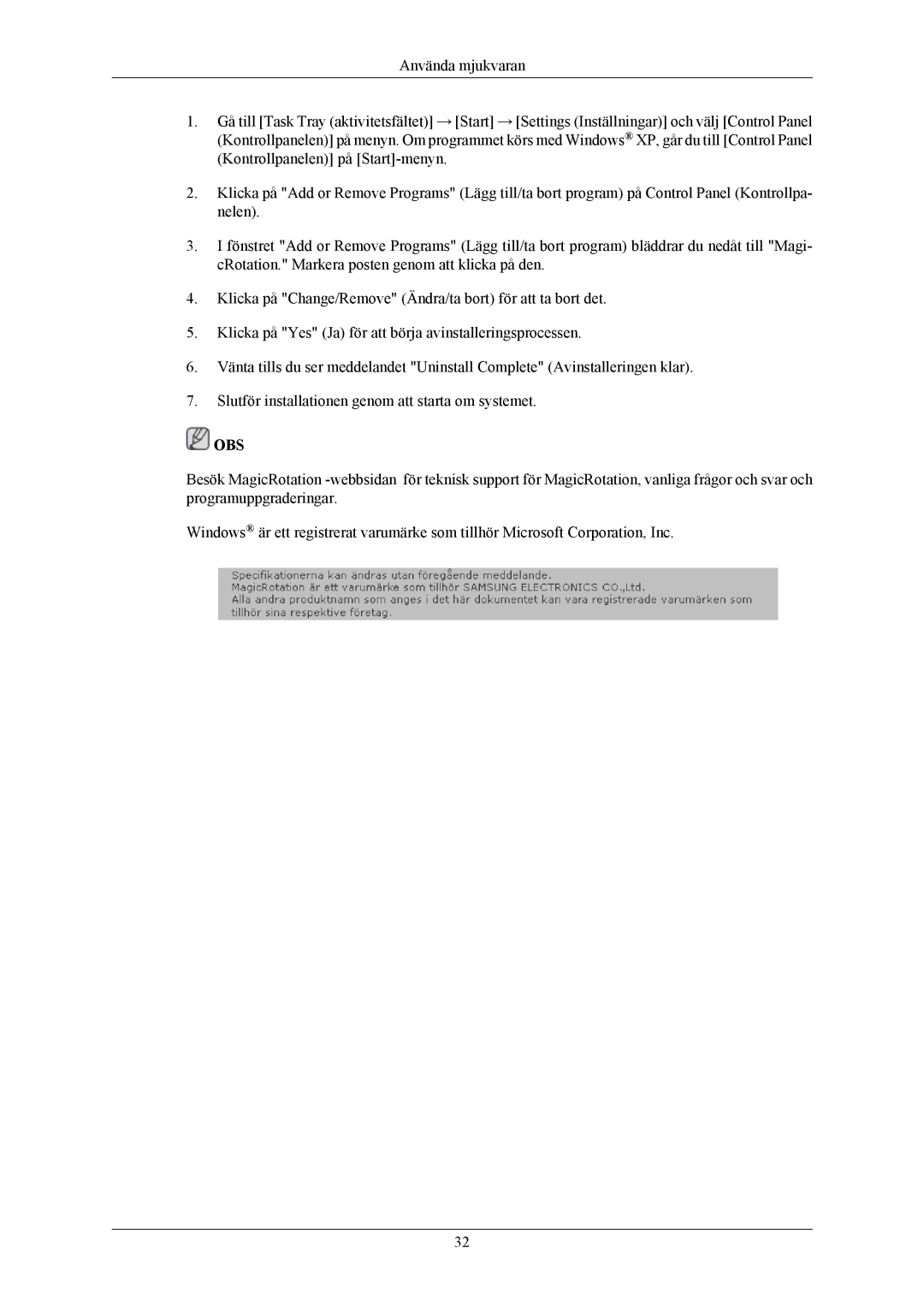 Samsung LS22MYMEBCA/EN, LS22MYMESCA/EN, LS22MYMESQ/EDC, LS20MYMEBQ/EDC, LS20MYMESQ/EDC, LS22MYMEBQ/EDC manual Obs 