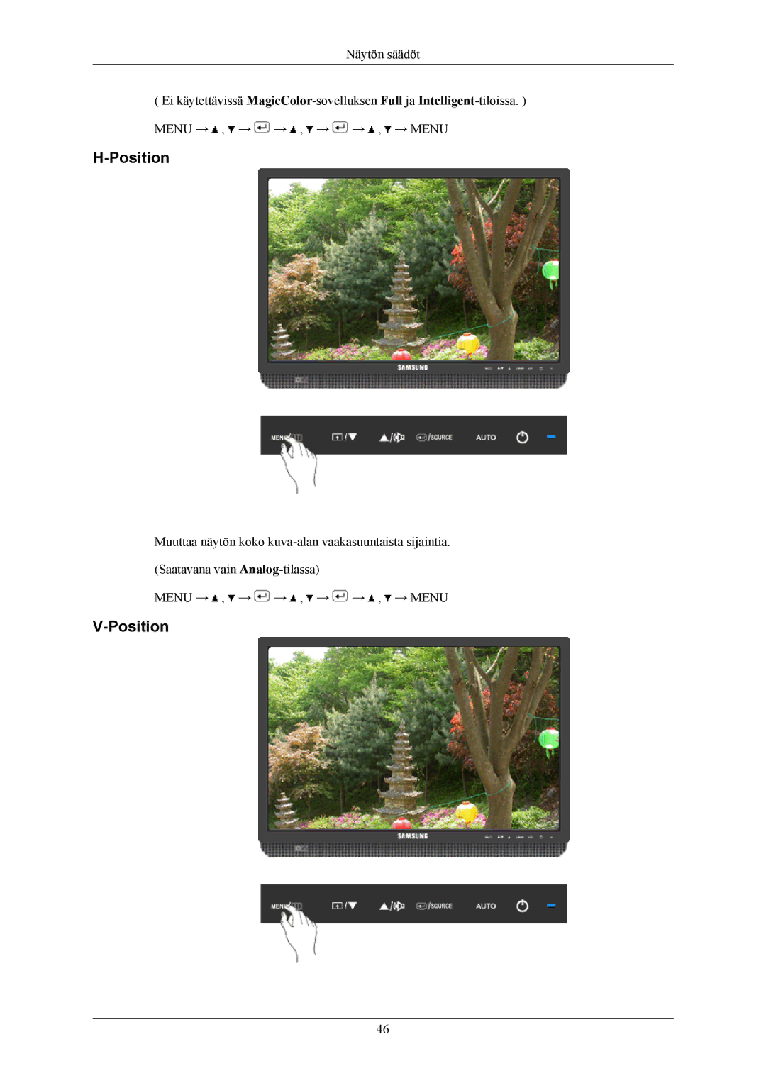 Samsung LS22MYMEBQ/EDC, LS22MYMESCA/EN, LS22MYMESQ/EDC, LS20MYMEBQ/EDC, LS22MYMEBCA/EN, LS20MYMESQ/EDC manual Position 