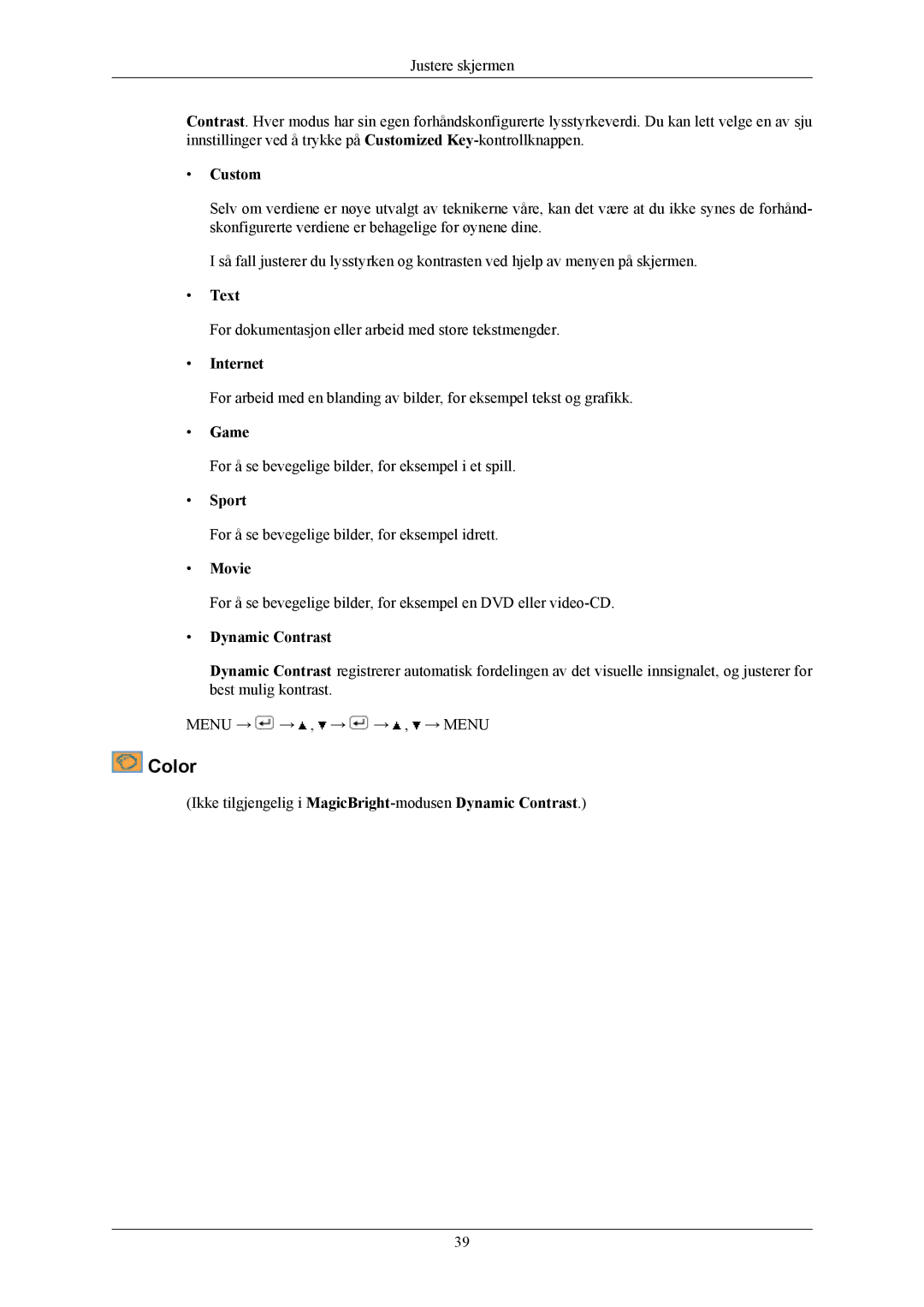 Samsung LS20MYMESQ/EDC, LS22MYMESCA/EN, LS22MYMESQ/EDC, LS20MYMEBQ/EDC, LS22MYMEBCA/EN, LS22MYMEBQ/EDC manual Color 