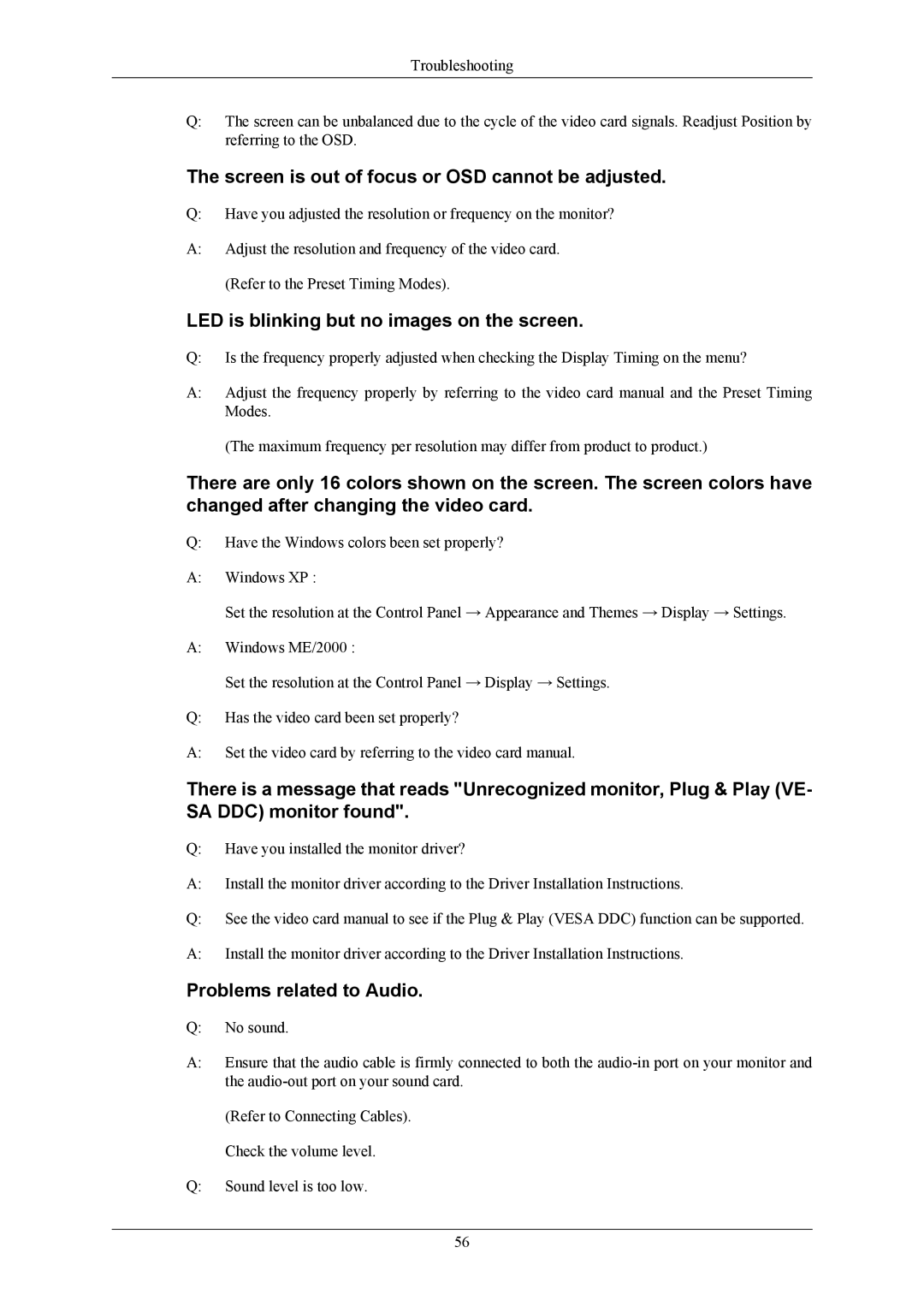 Samsung LS22MYMESQ/EDC manual Screen is out of focus or OSD cannot be adjusted, LED is blinking but no images on the screen 