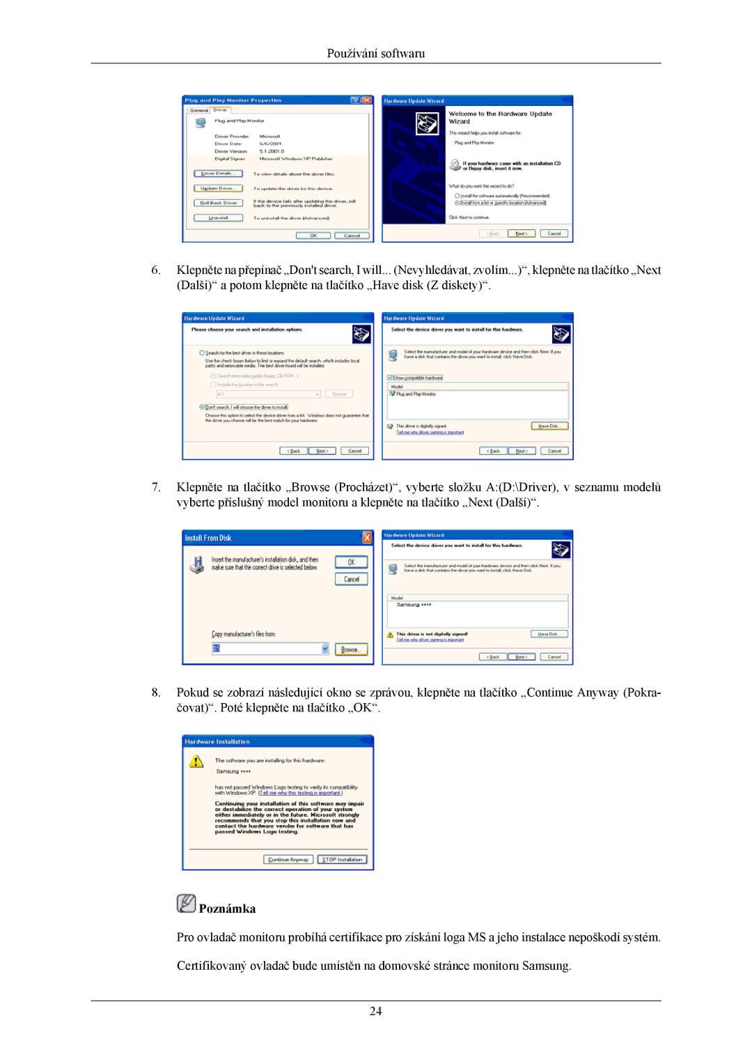 Samsung LS20MYMEBQ/EDC, LS22MYMESQ/EDC, LS20MYMESQ/EDC, LS22MYMEBQ/EDC manual Poznámka 