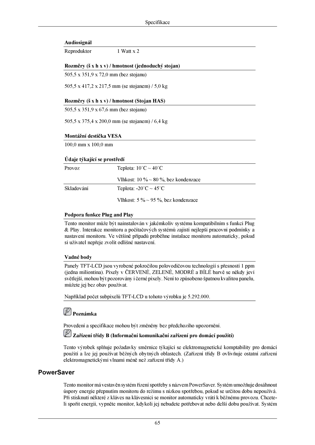 Samsung LS20MYMESQ/EDC, LS22MYMESQ/EDC, LS20MYMEBQ/EDC, LS22MYMEBQ/EDC manual Reproduktor Watt x 