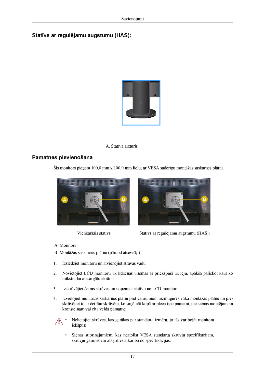 Samsung LS22MYMEBQ/EDC, LS22MYMESQ/EDC, LS20MYMEBQ/EDC, LS20MYMESQ/EDC manual Statīvs ar regulējamu augstumu has 