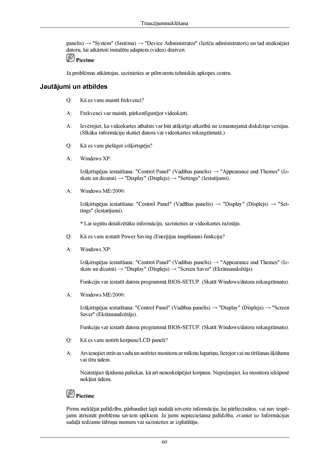 Samsung LS20MYMESQ/EDC, LS22MYMESQ/EDC, LS20MYMEBQ/EDC, LS22MYMEBQ/EDC manual Jautājumi un atbildes 