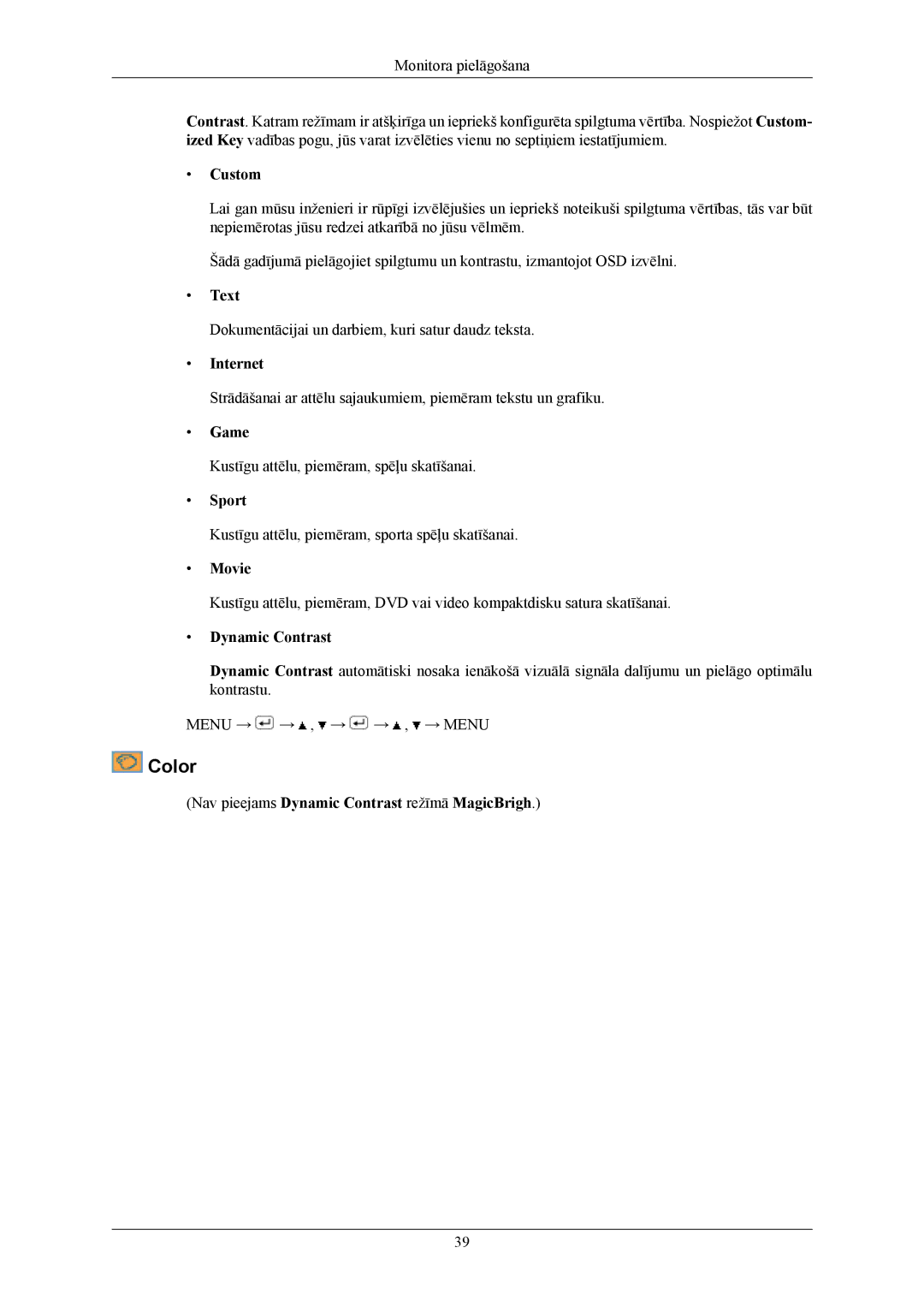 Samsung LS22MYMESQ/EDC, LS20MYMEBQ/EDC, LS20MYMESQ/EDC, LS22MYMEBQ/EDC manual Color 