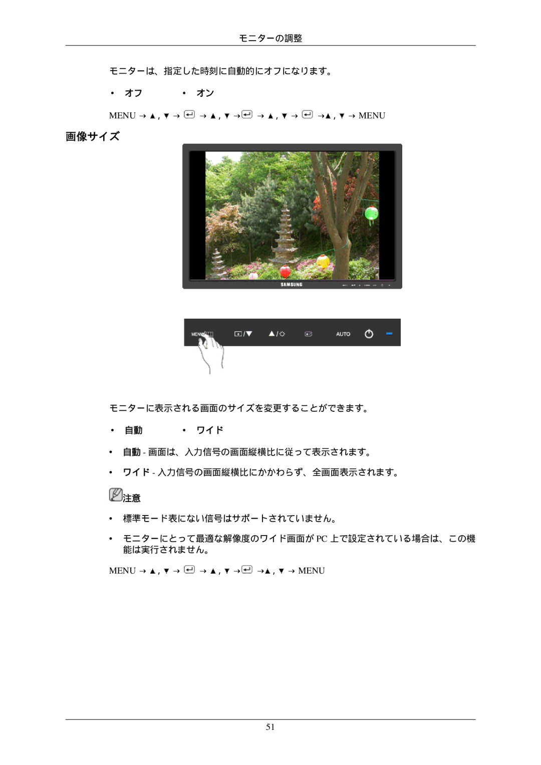 Samsung LS22MYNKB/XSJ, LS22MYNKN/XSJ, LS22MYNKBB/XSJ, LS22MYNKNB/XSJ manual 画像サイズ, ワイド 