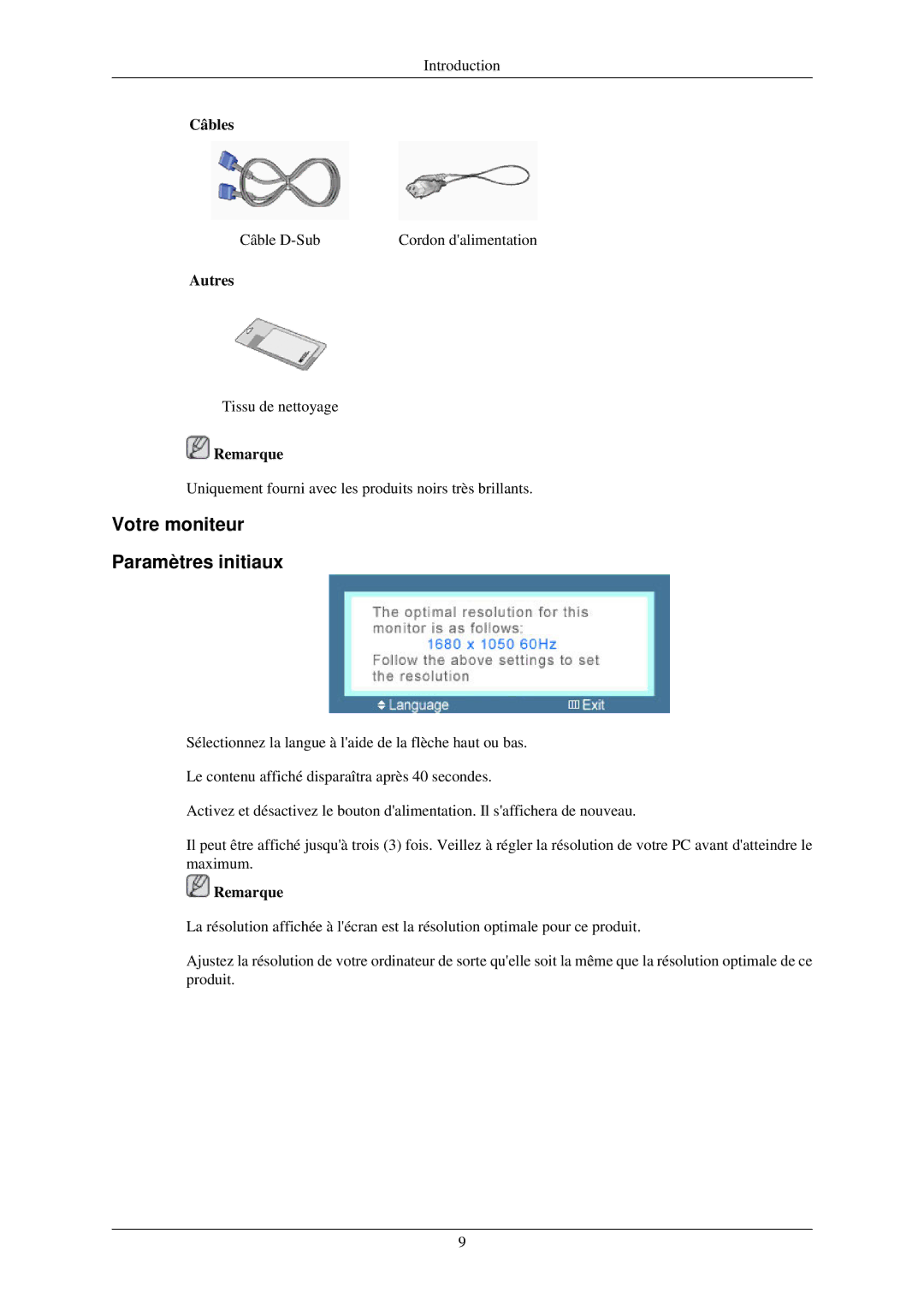 Samsung LS22MYNKBGEDC, LS22MYNKSB/EDC, LS22MYNKF/EDC, LS22MYNKBB/EDC, LS22MYNKB/EDC manual Votre moniteur Paramètres initiaux 