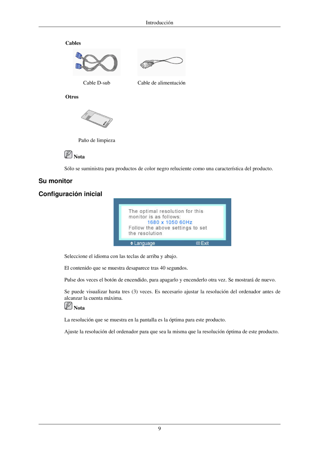 Samsung LS22MYNKSB/EDC, LS22MYNKF/EDC, LS22MYNKBB/EDC manual Su monitor Configuración inicial 