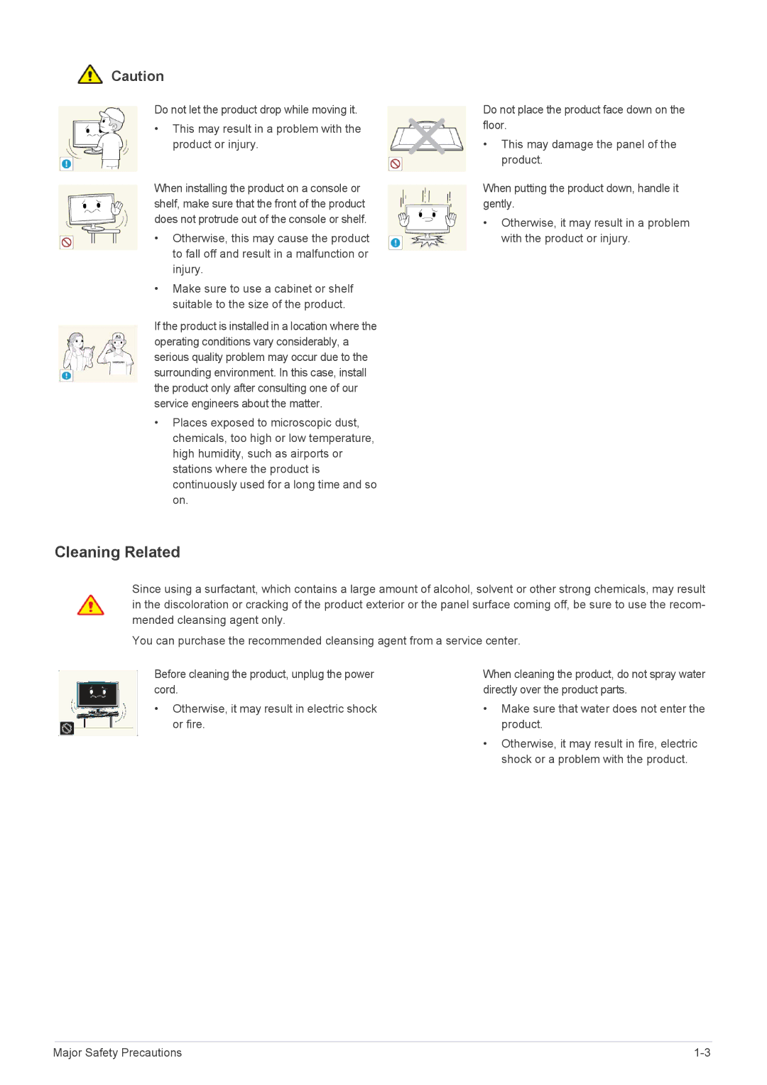 Samsung LS22MYPEBV/EN manual Cleaning Related 