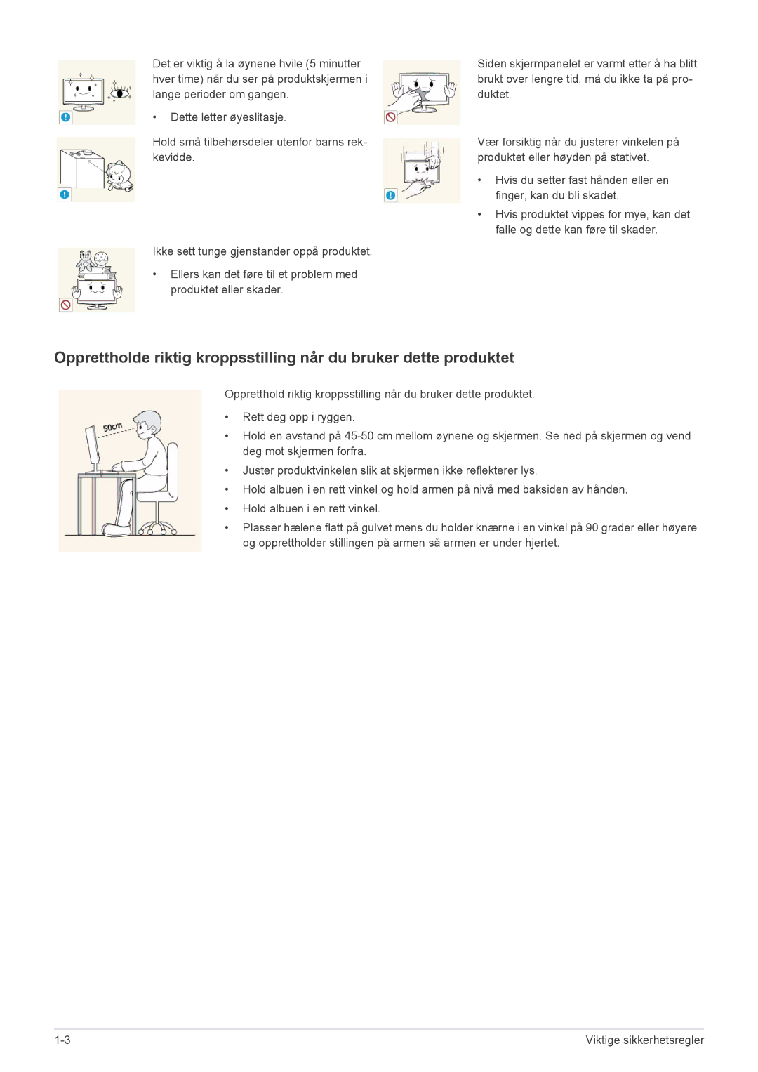 Samsung LS22MYPEBV/EN manual Viktige sikkerhetsregler 