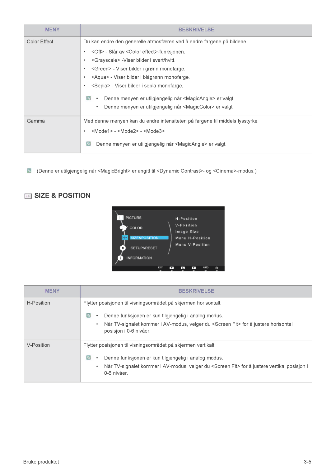 Samsung LS22MYPEBV/EN manual Size & Position 