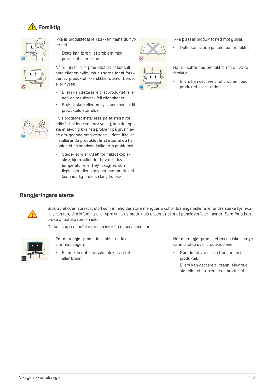 Samsung LS22MYPEBV/EN manual Rengjøringsrelaterte 