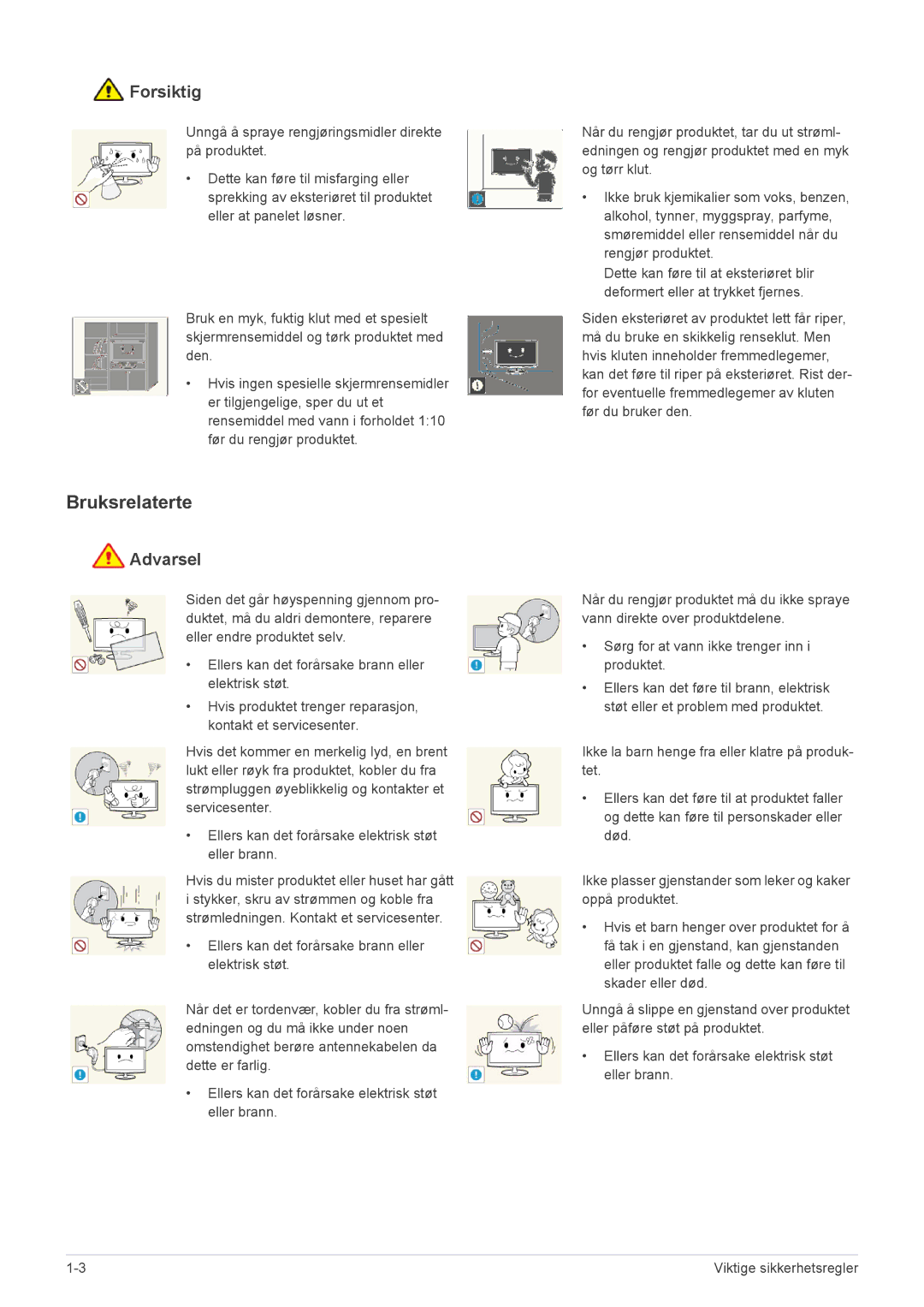 Samsung LS22MYPEBV/EN manual Bruksrelaterte 