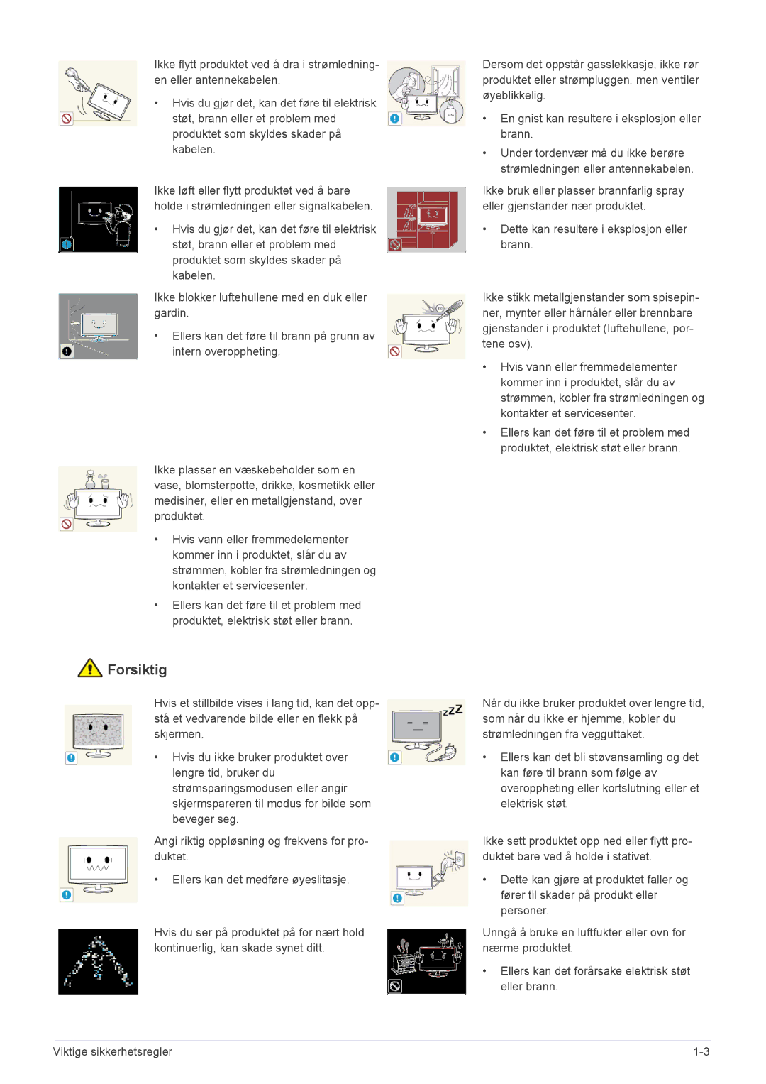 Samsung LS22MYPEBV/EN manual Forsiktig 